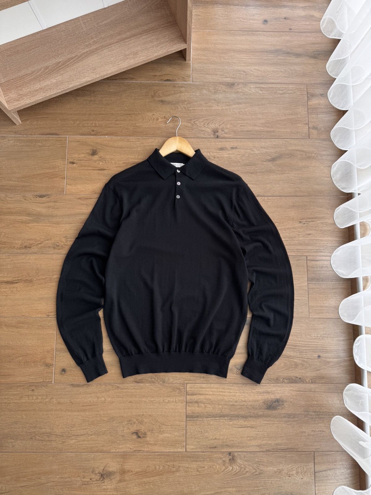 Suitsupply × Vintage Vintage Suitsupply Black Merino Wool 1/4 Button Sweater Size US XL / EU 56 / 4 - 1 Thumbnail