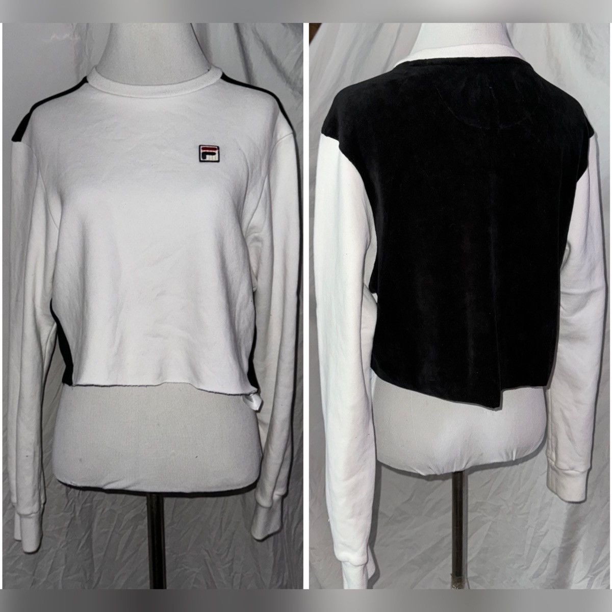Fila FILA, Two Tone, Velvet Back, Cropped Sweatshirt Size M / US 6-8 / IT 42-44 - 3 Thumbnail