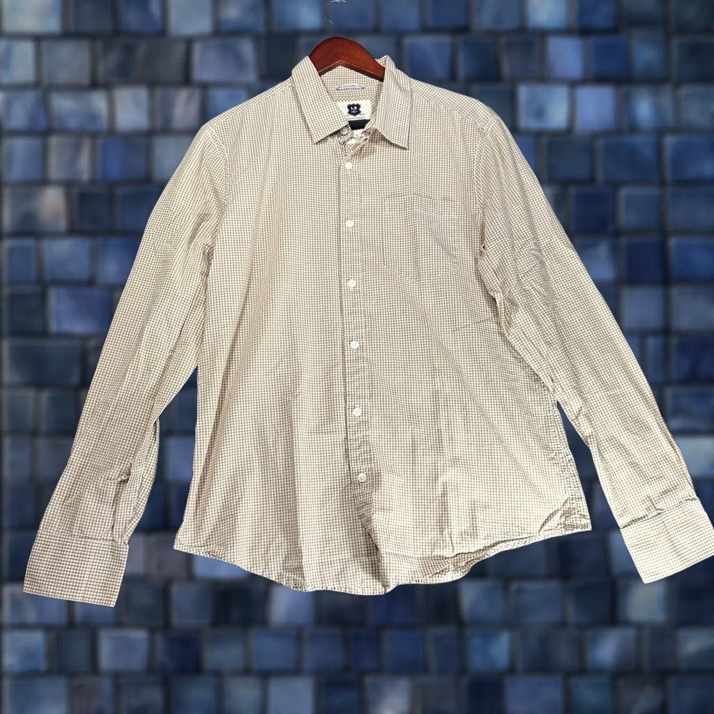 Levi's VINTAGE Levis Shirt Mens L Tan Gingham Check Cotton Long Sleeve Button Up Pocket Size US L / EU 52-54 / 3 - 1 Thumbnail