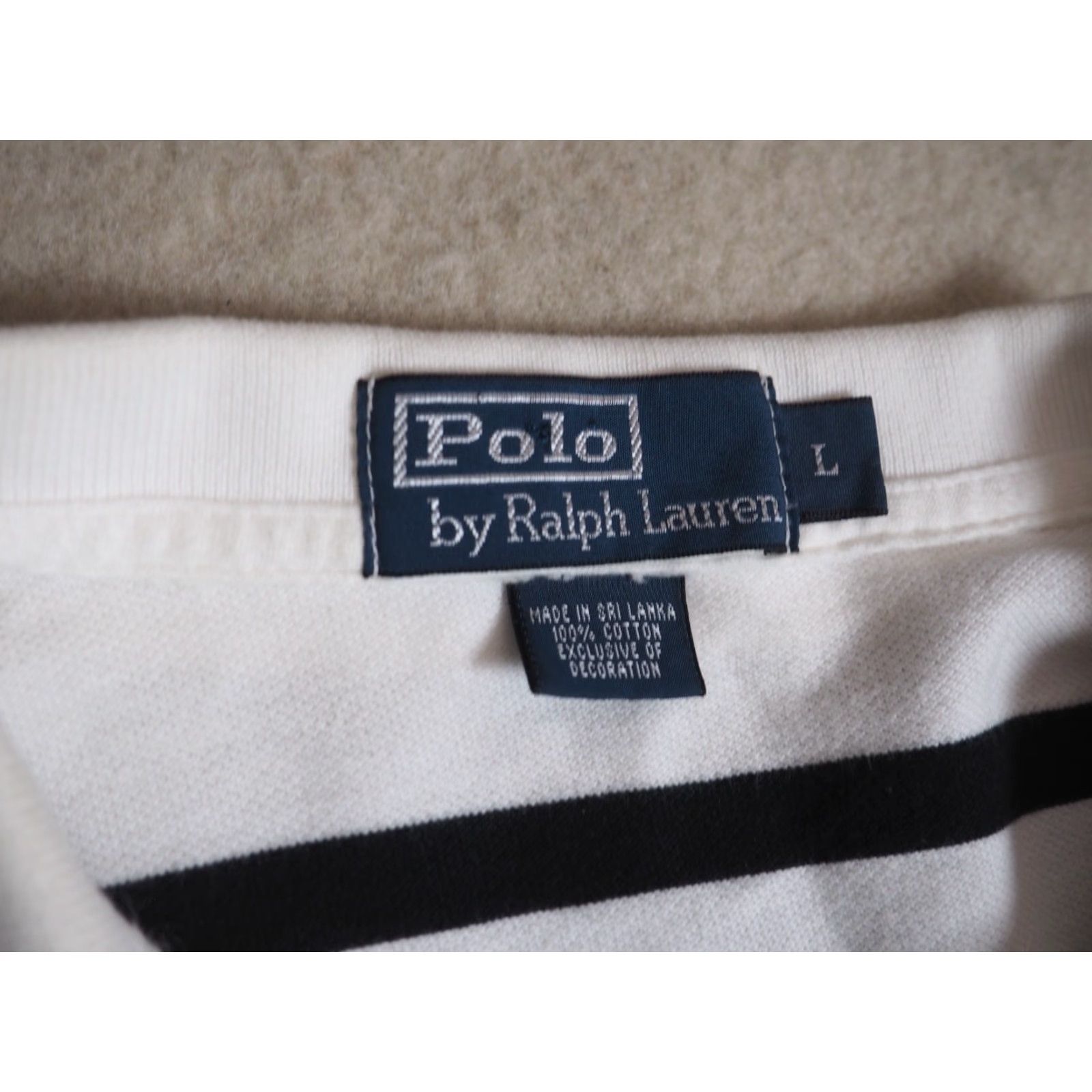 Polo Ralph Lauren VTG Polo Ralph Lauren Polo Shirt White Black Striped Horse Pony Logo Mens L 90s Vintage Casual Shirt Size US L / EU 52-54 / 3 - 4 Thumbnail