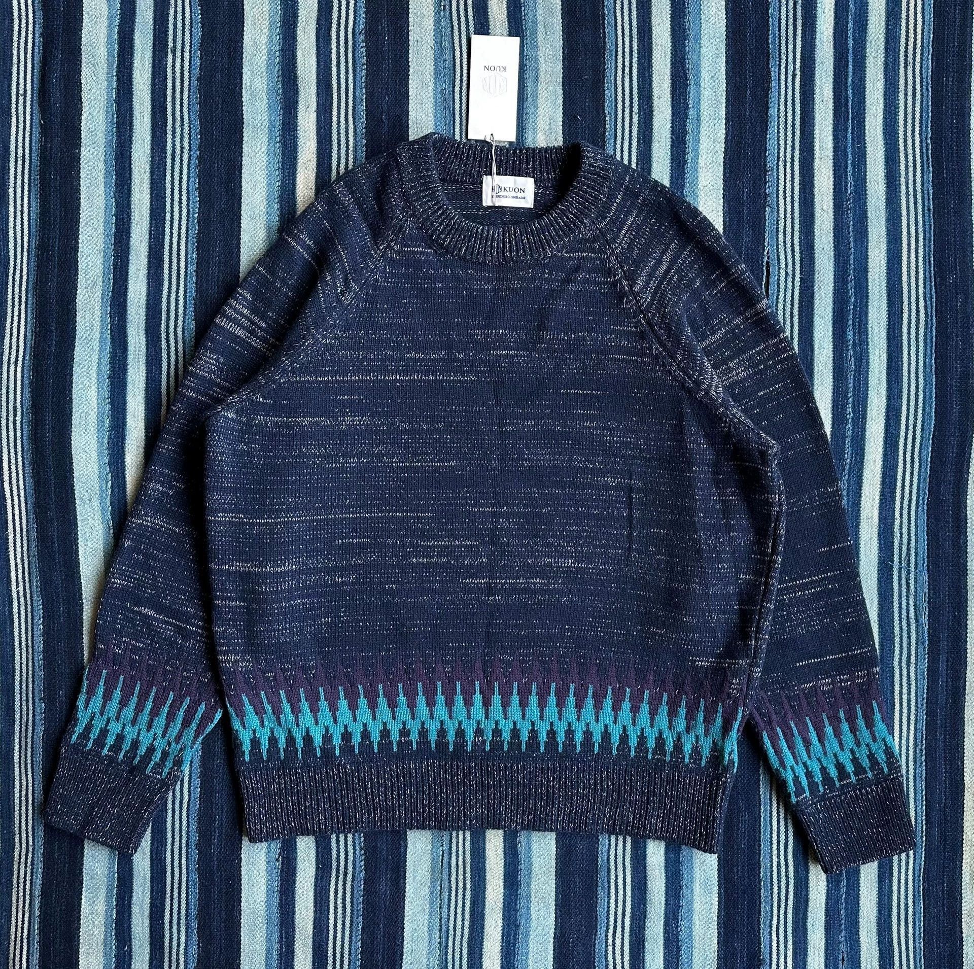 KUON Blue Patterned Knit Sweater Size S Size US S / EU 44-46 / 1 - 1 Thumbnail