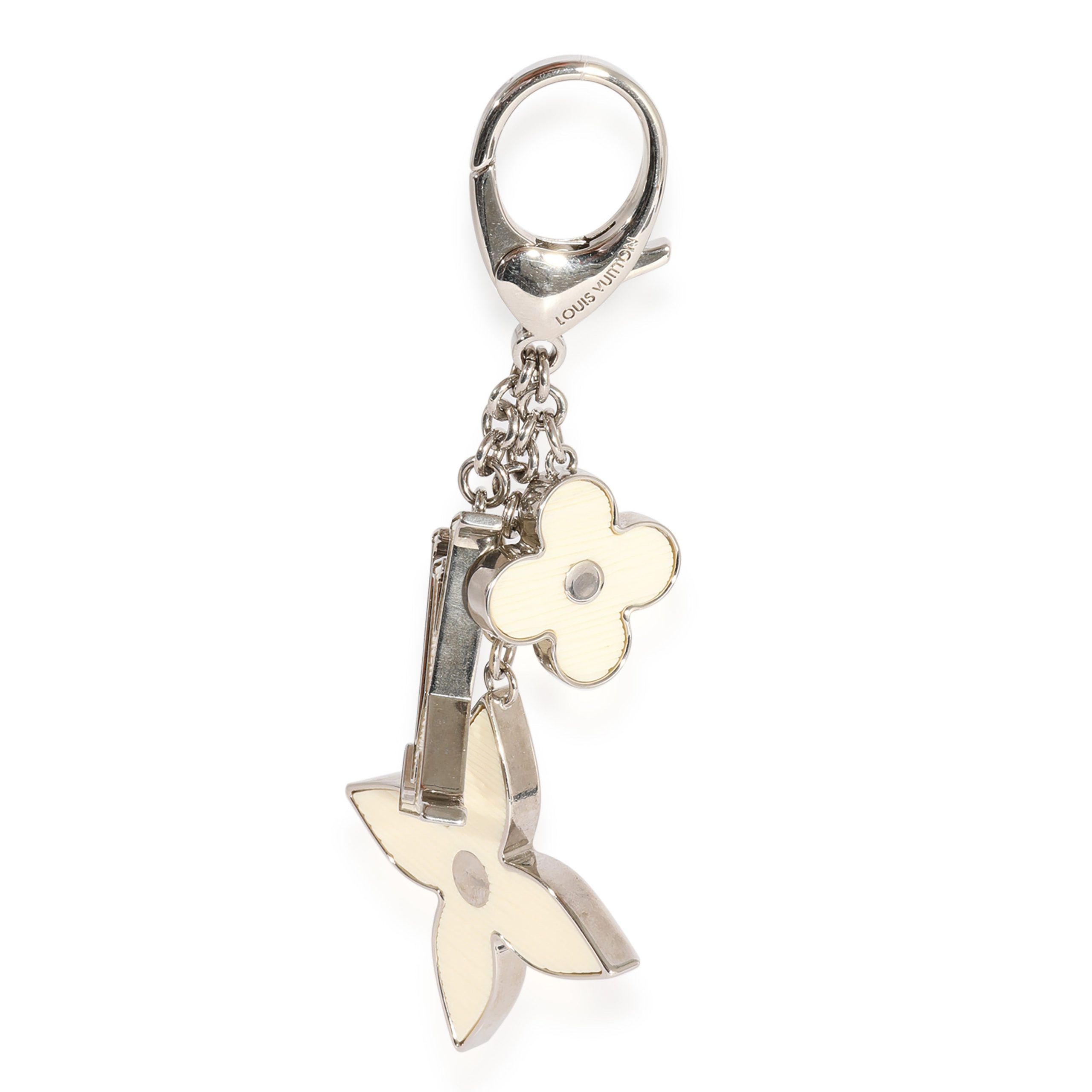 image of Louis Vuitton Silver Tone White Fleur De Epi Bag Charm, Women's