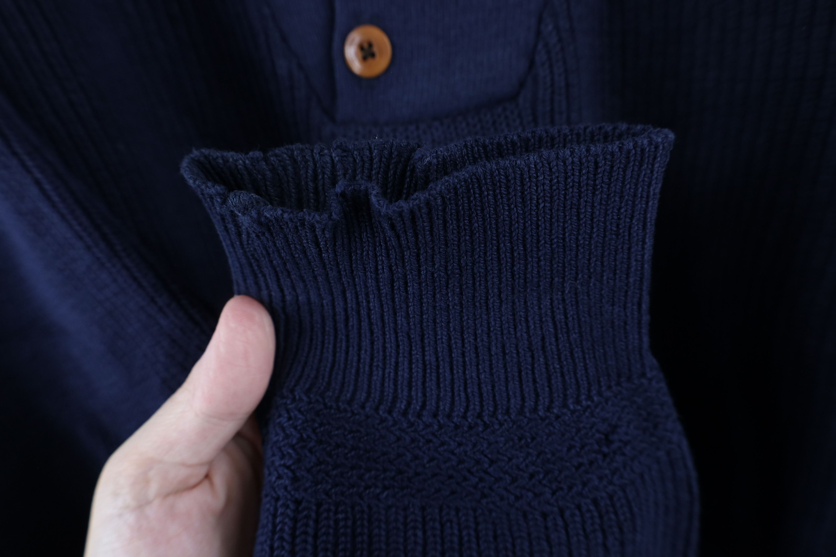Lands' End × Vintage Vintage 90s Lands End Cotton Ribbed Knit Henley Sweater USA Size US L / EU 52-54 / 3 - 8 Thumbnail