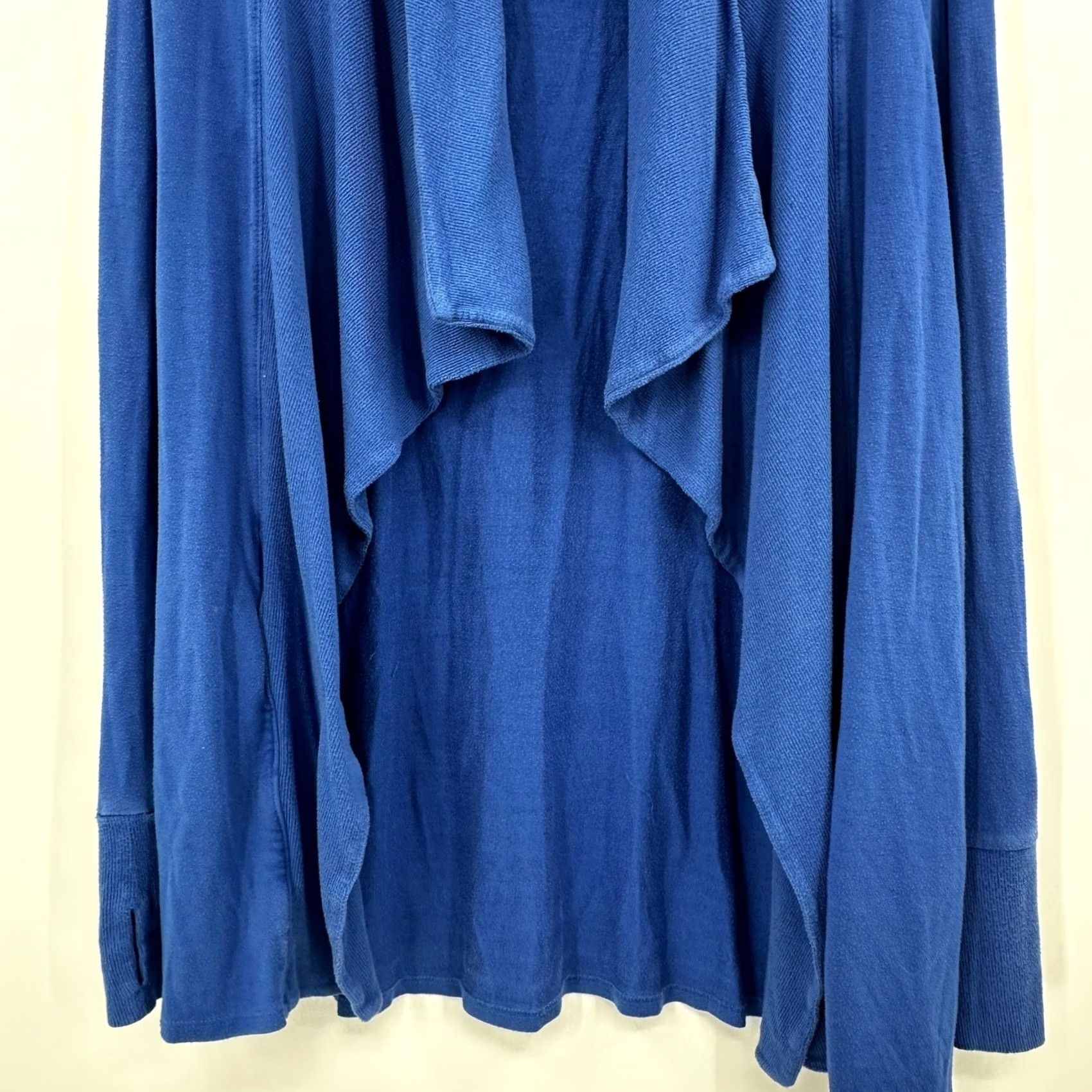 Lilly Pulitzer Lilly Pulitzer Cardigan Sweater Blue Drape Front Womens Size L Modal Spandex Knit Logo Raglan Sleeve Long Sleeve Cowl Neck Open Breathable Relaxed Fit Size L / US 10 / IT 46 - 3 Thumbnail