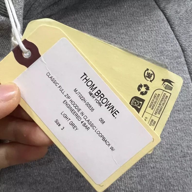Thom Browne Thom browne Gray four-striped printed zipper hoodie jacket Size US L / EU 52-54 / 3 - 3 Thumbnail