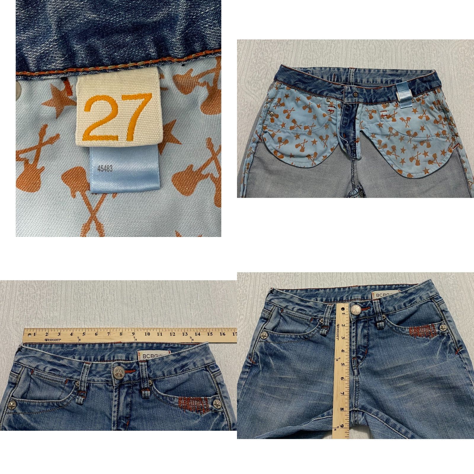 Denime BCBGirls Jeans Denim Straight Womens Size 27 Blue Low Rise Whiskers 5-Pocket Design Size 27" / US 4 / IT 40 - 8 Thumbnail