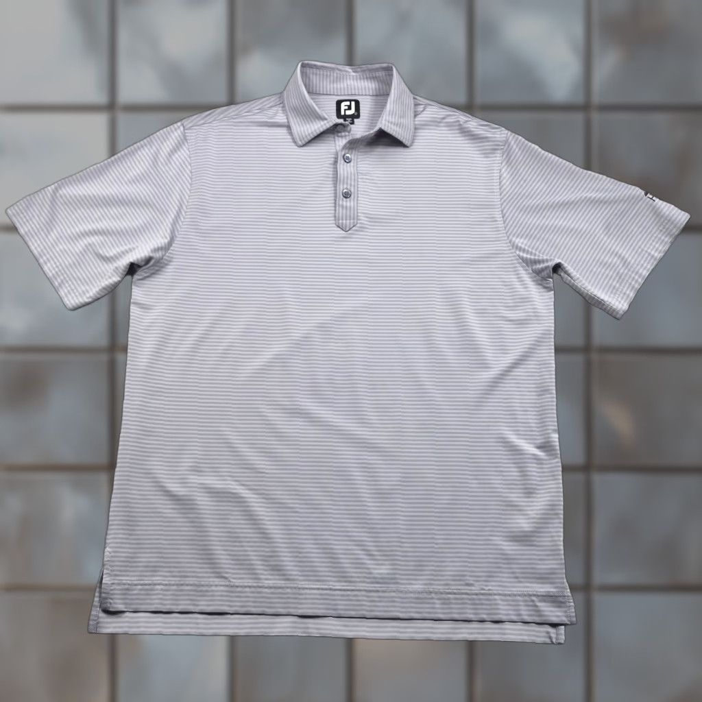 Footjoy FootJoy Golf Polo Shirt Mens Large Gray Stripe Huukan Club Golf Performance Size US L / EU 52-54 / 3 - 1 Thumbnail