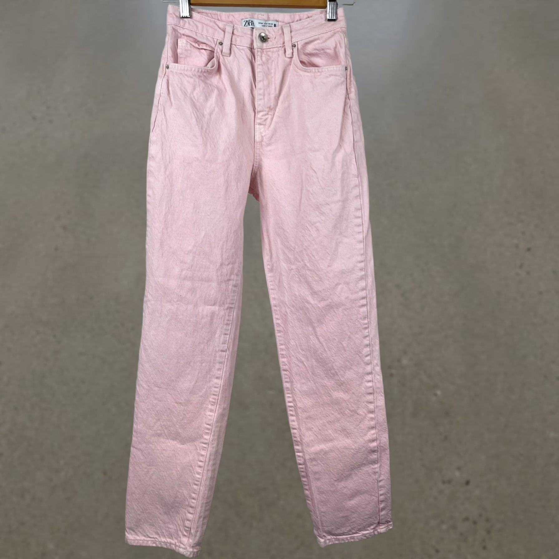 Zara Zara Jeans Womens 32 Pink Straight Leg High Rise Denim pants Made in Turkey Size 24" / US 00 / IT 34 - 1 Thumbnail