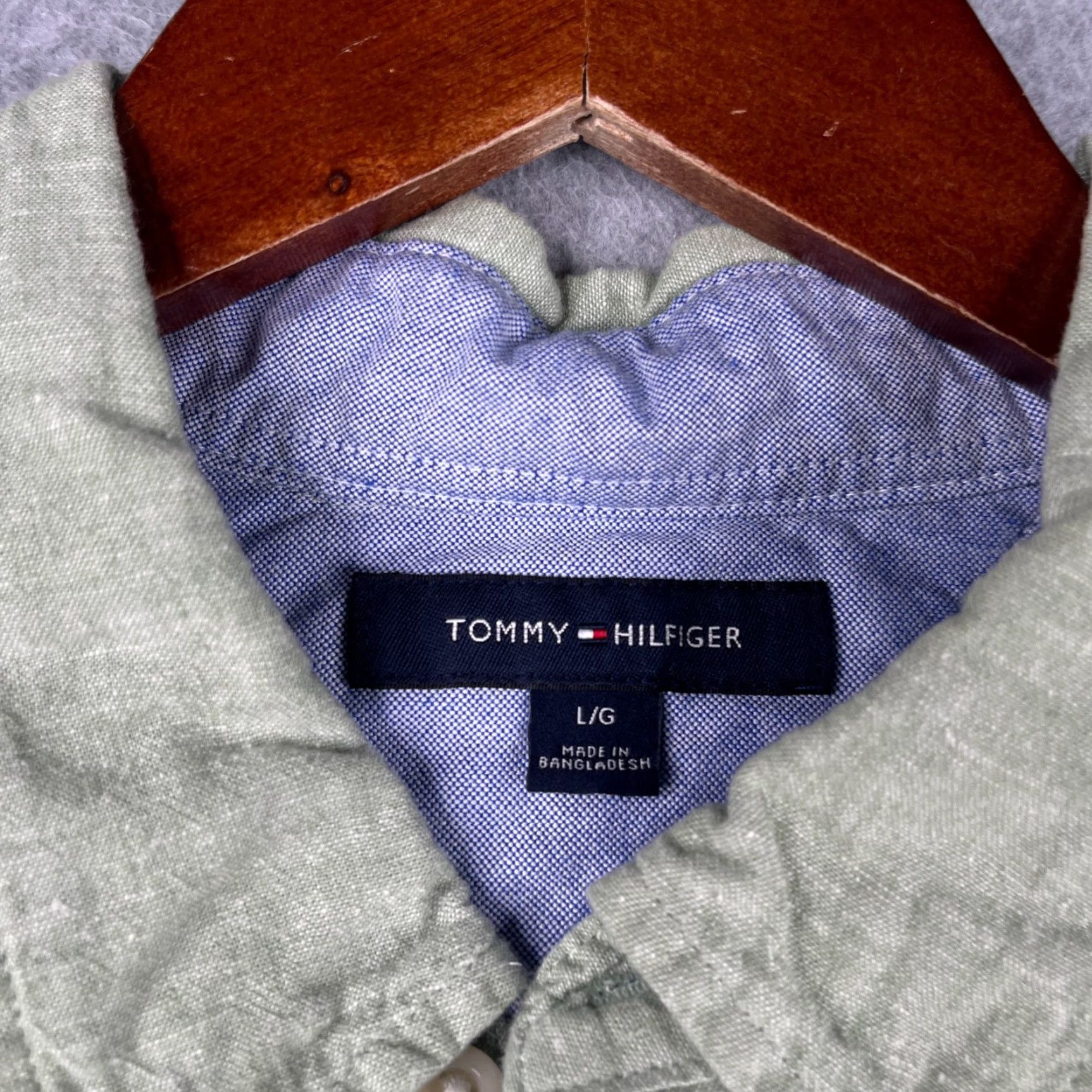 Tommy Hilfiger Tommy Hilfiger Shirt Green Heather Linen Blend Short Sleeve Button-Up Mens Large Size US L / EU 52-54 / 3 - 4 Thumbnail