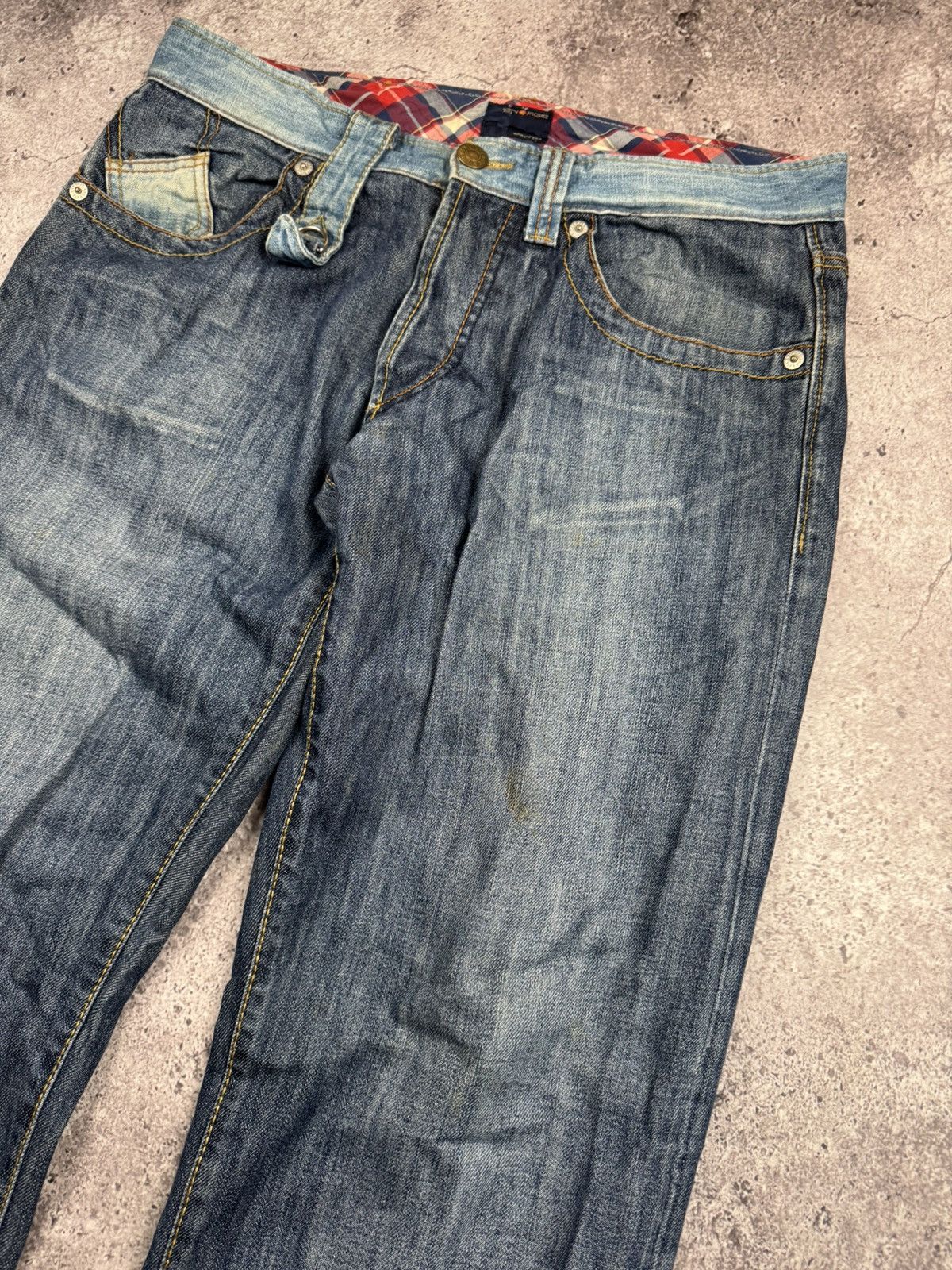 Japanese Brand Vintage Japanesse baggy flared jeans pants y2k avantgarde Size US 33 - 6 Thumbnail