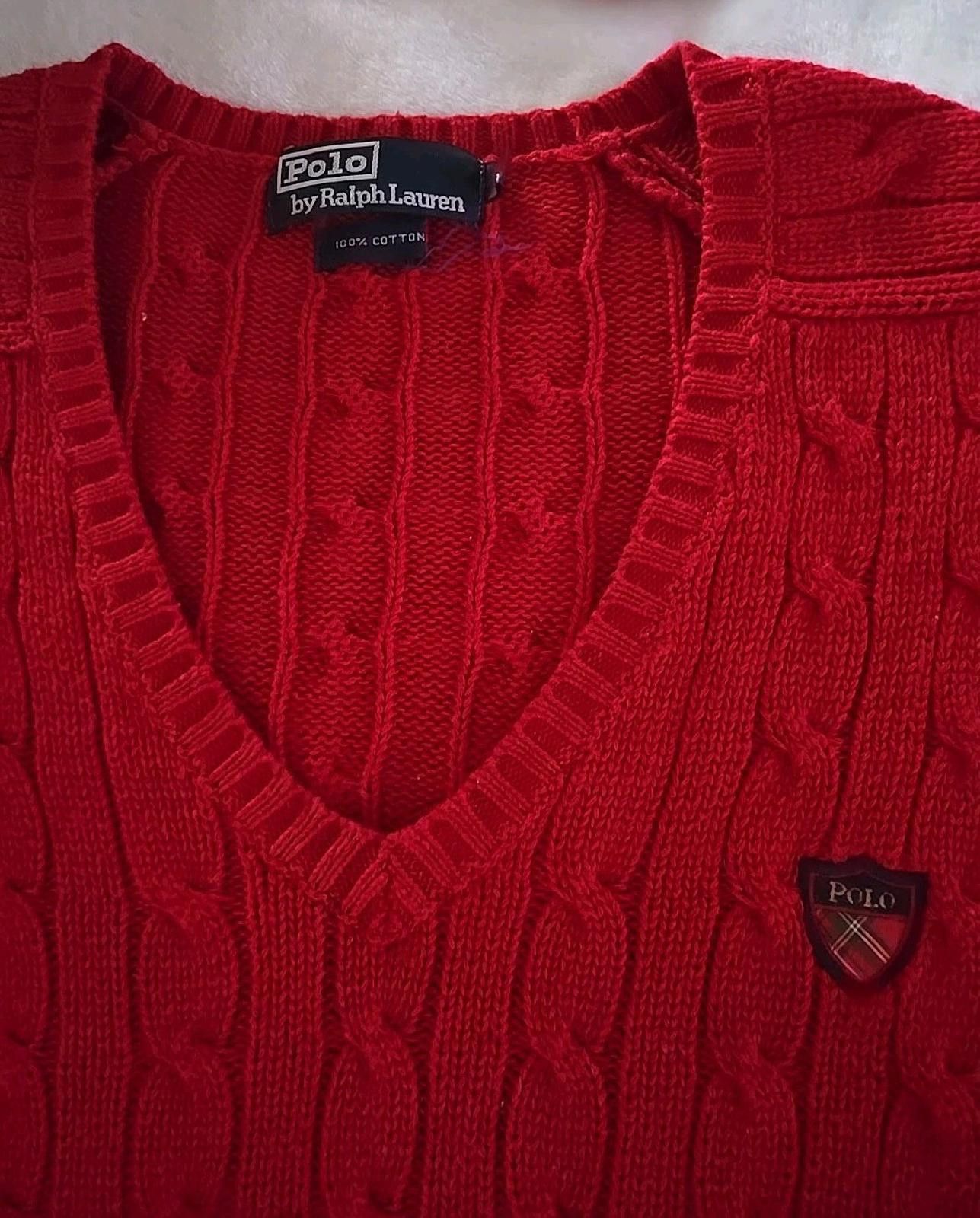 Polo Ralph Lauren Vtg Polo Ralph Lauren Sweater Cable Knit V-Neck Men's Sz L Size US L / EU 52-54 / 3 - 4 Thumbnail