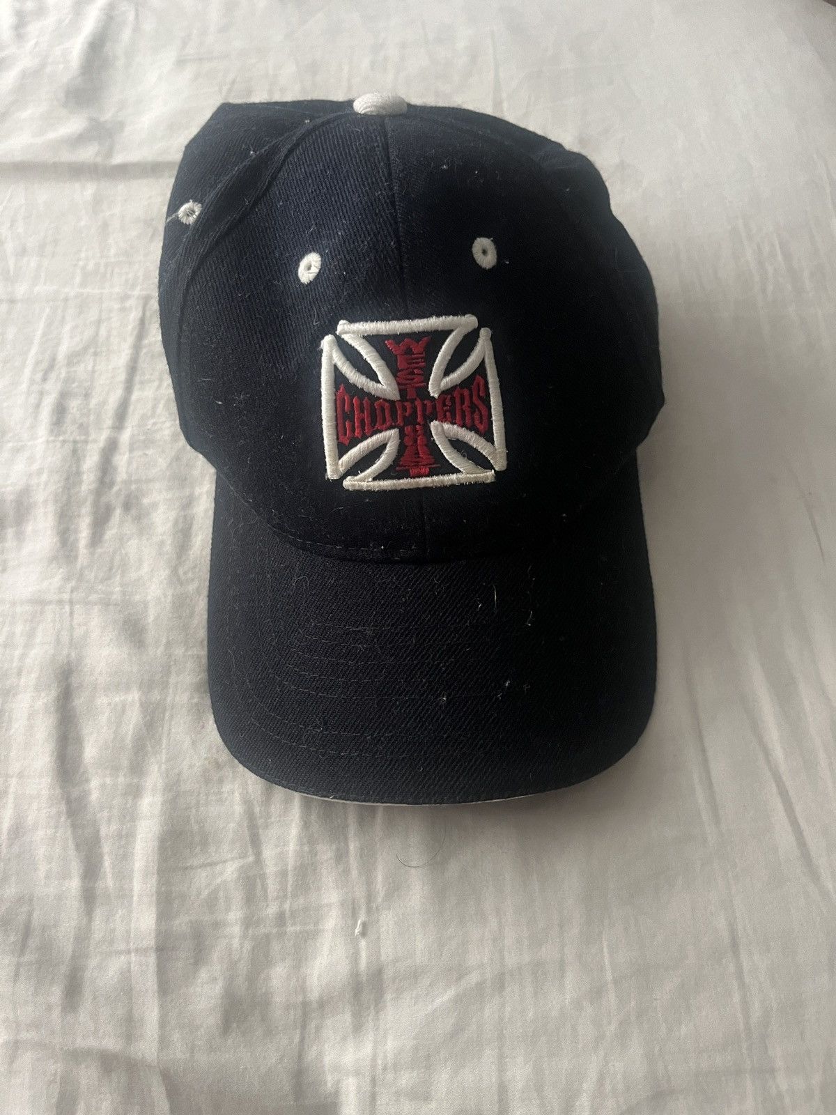 West Coast Choppers Vintage West Coast Choppers Red Navy Hat Biker Size ONE SIZE - 2 Thumbnail