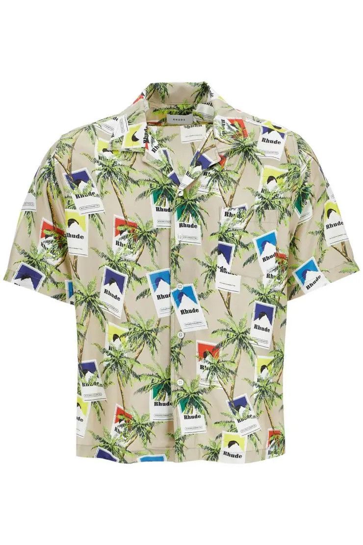image of Rhude O1S22I1N0324 Bowling Shirt In Beige, Men's (Size Large)