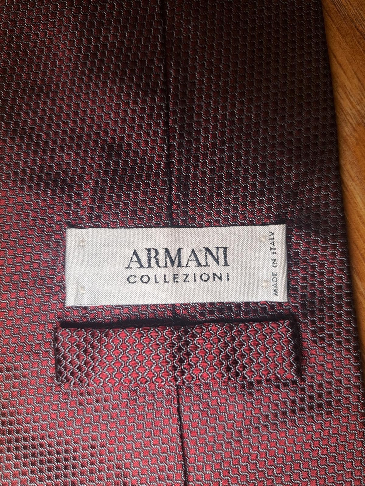 Giorgio Armani Giorgio Armani Collezioni Silk Tie Red Sharkskin Wide Size ONE SIZE - 3 Thumbnail