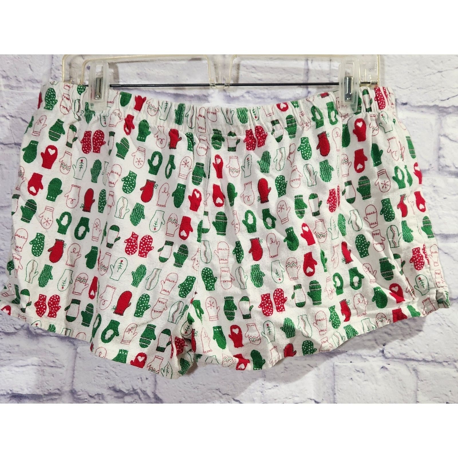 Other White Red Green Christmas Mittens Flannel Sleep Short Medium Size ONE SIZE - 3 Thumbnail