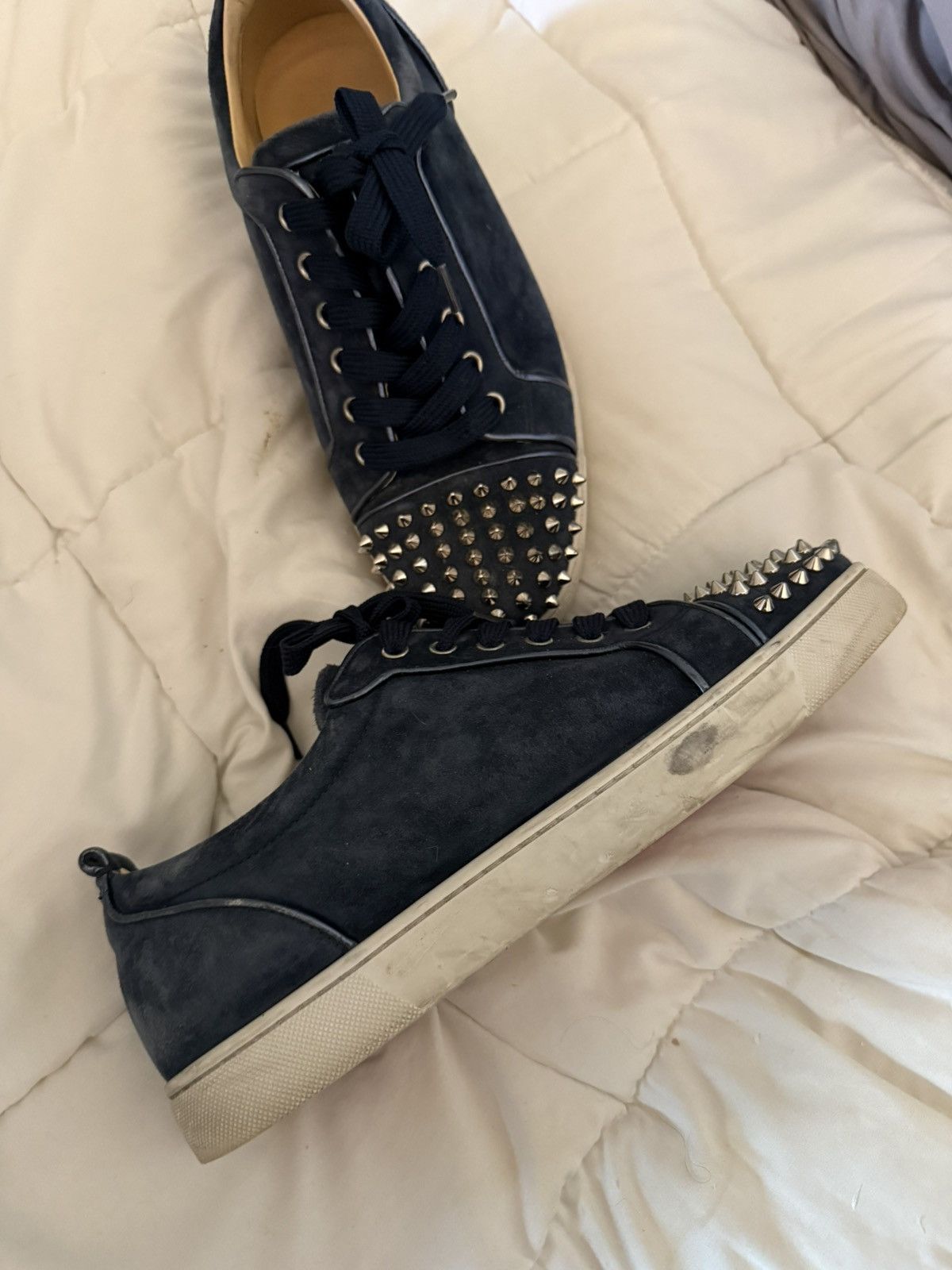Christian Louboutin Christian Louboutin Blue Suede Spike Trainers Size US 9 / EU 42 - 2 Thumbnail