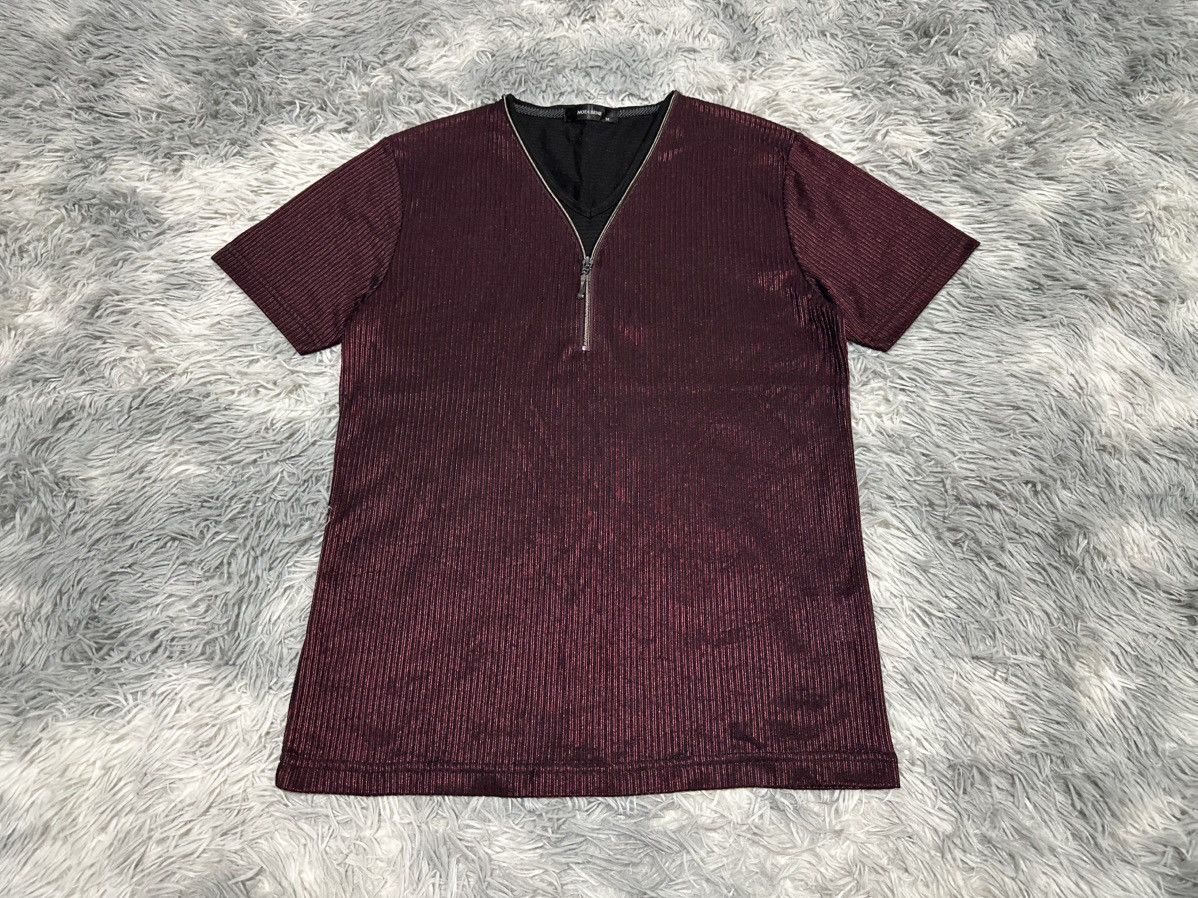If Six Was Nine 🔥Sick Y2K Nota Bene Zipper Ribbed Tee Metallic Red Size US M / EU 48-50 / 2 - 1 Thumbnail