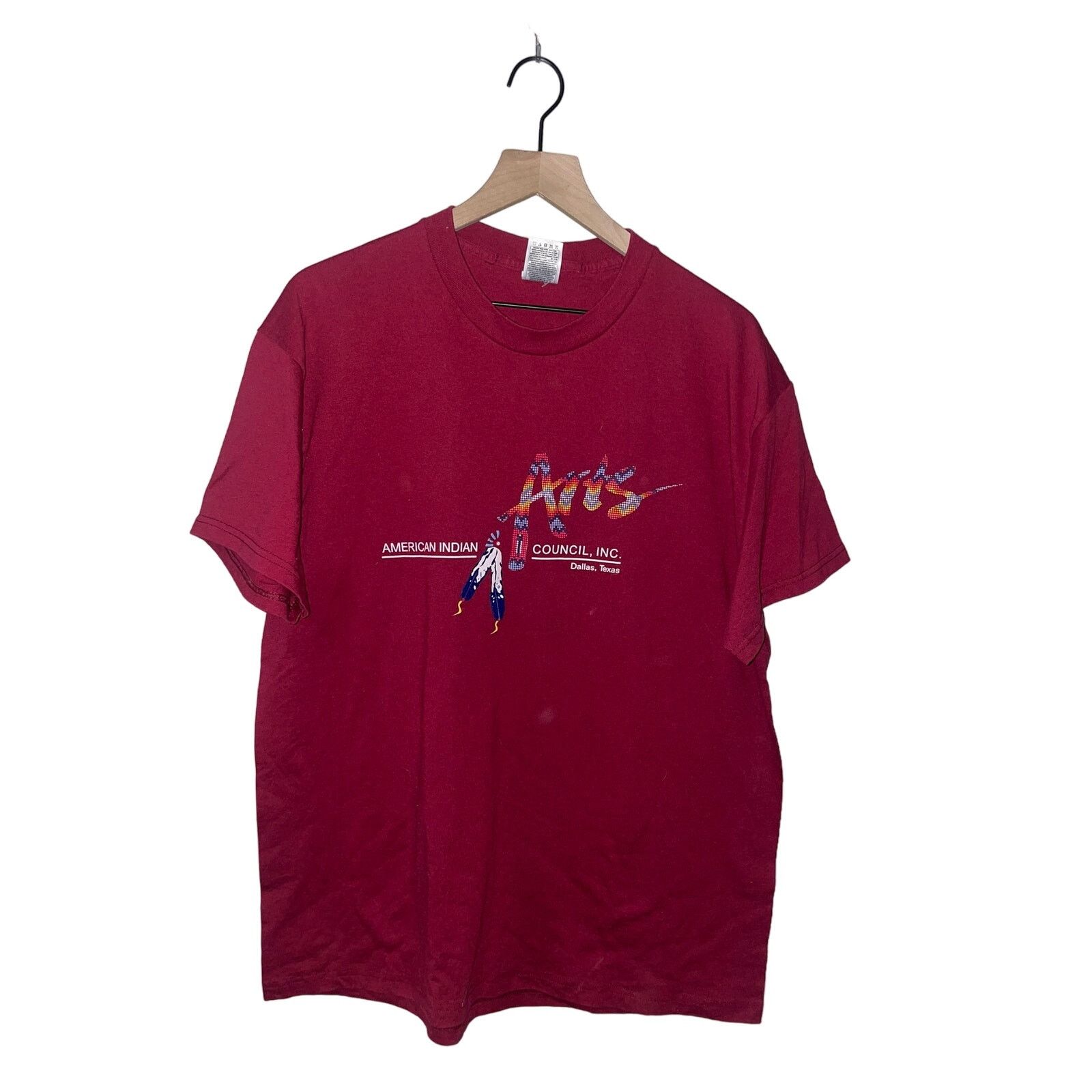 Fruit Of The Loom Vintage American Indian Shirt Arts Council Inc TX Tee VTG XL Size US XL / EU 56 / 4 - 1 Thumbnail