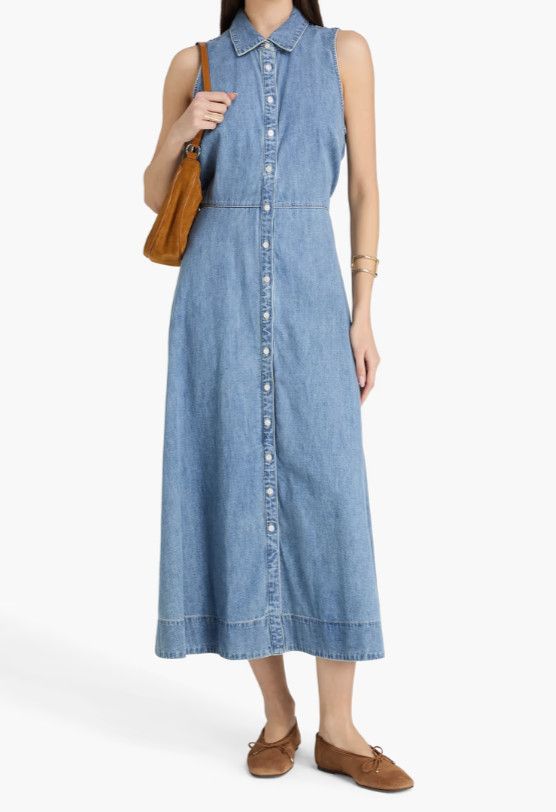 Veronica Beard Veronica Beard Jeans Fuller Denim Midi Dress Starlight ( 0 ) Size XS / US 0-2 / IT 36-38 - 2 Thumbnail