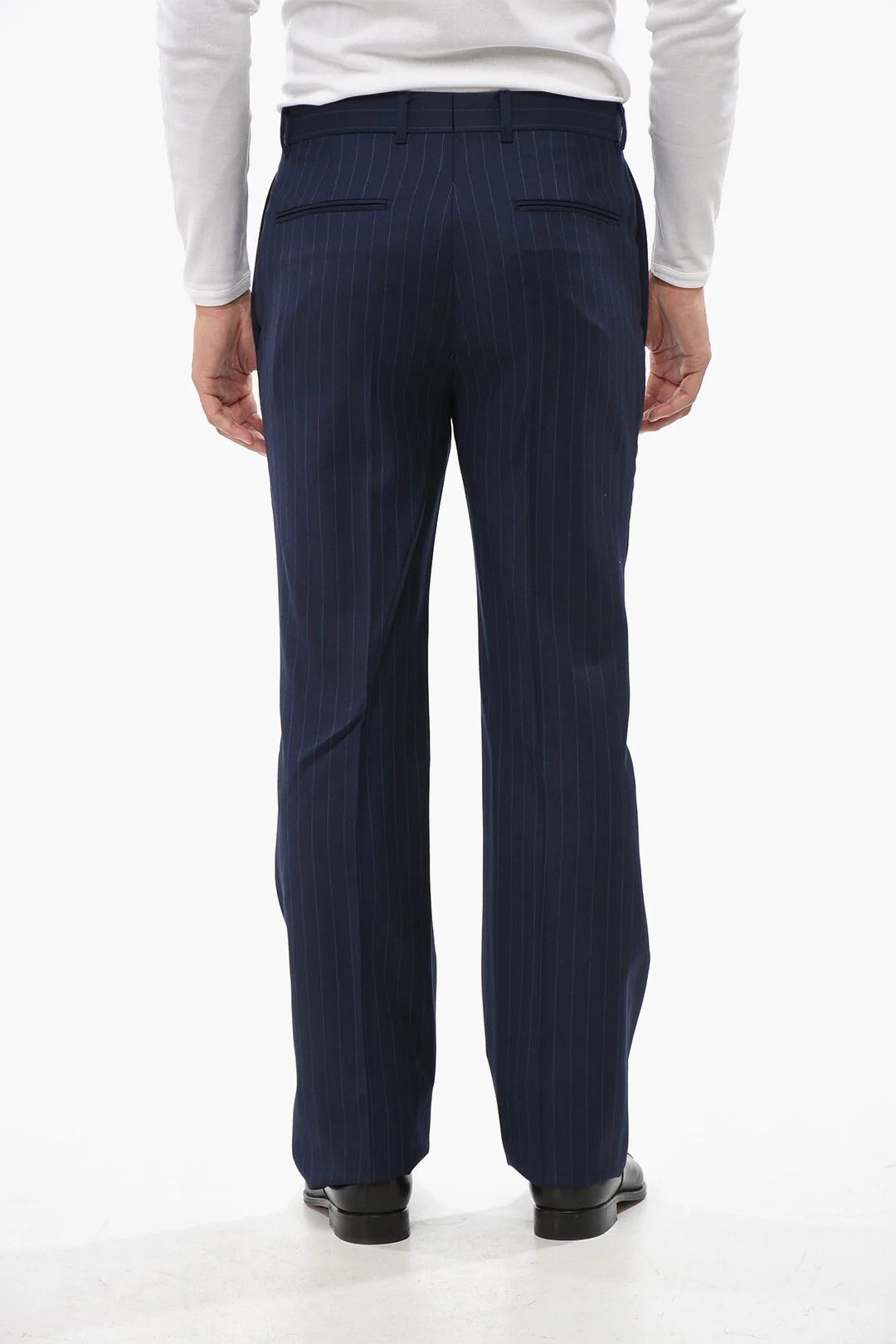 Givenchy og1mm0326 Pinstriped Wool Pant in Blue Size US 32 / EU 48 - 2 Thumbnail