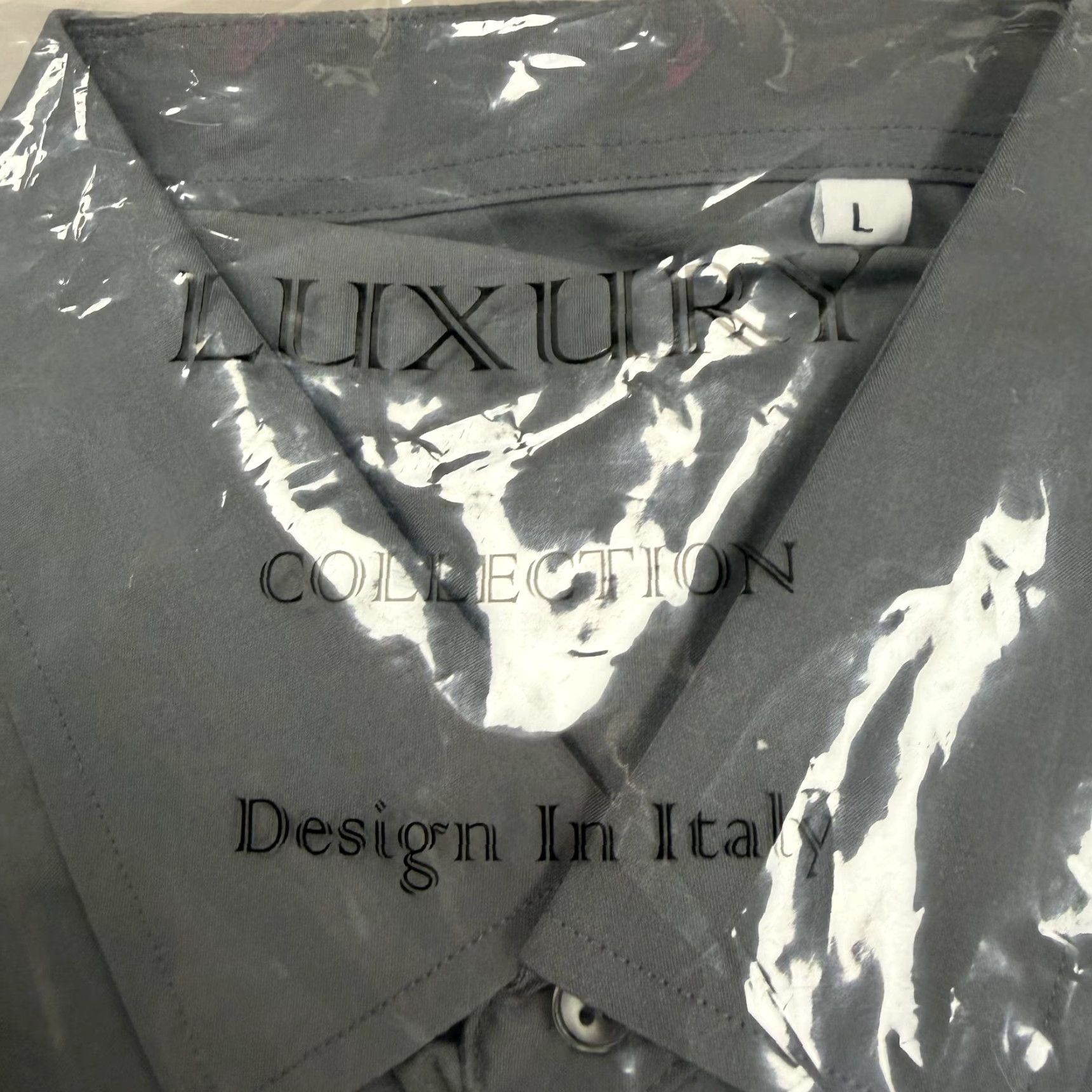 Vintage Luxury Collection Shirt Mens Large Gray Dress Long Sleeve Italian Design Size 42R - 4 Thumbnail