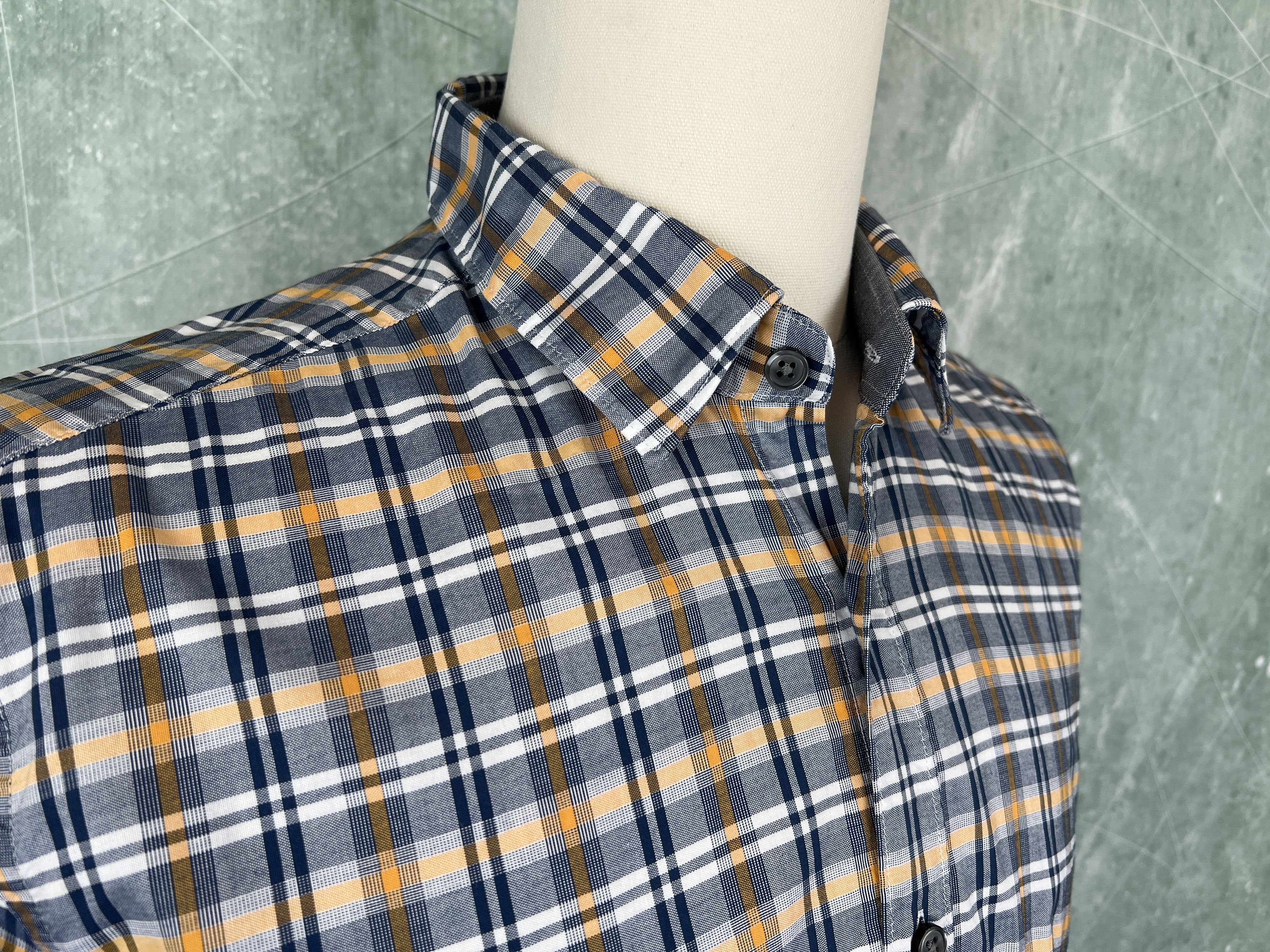 Hugo Boss Hugo Boss Regular Fit Checked Shirt – Blue/Orange – Size L Size US L / EU 52-54 / 3 - 3 Thumbnail