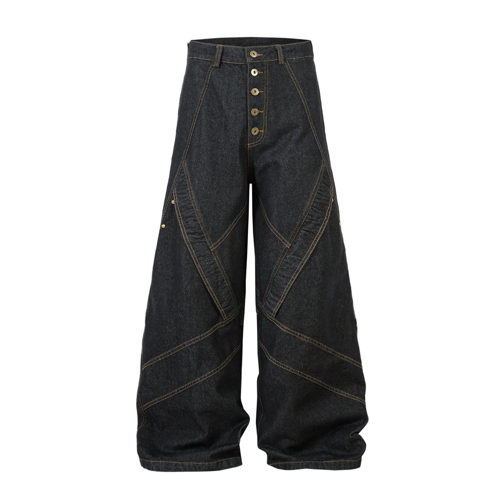 Japanese Brand Textured Curved Wide Leg Jeans Size US 32 / EU 48 - 1 Thumbnail