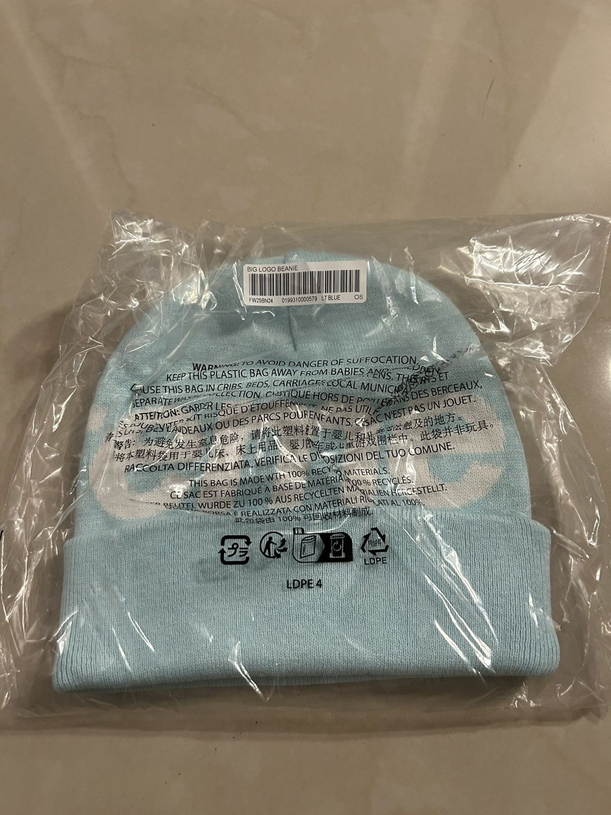 Supreme Big Logo Beanie Light Blue