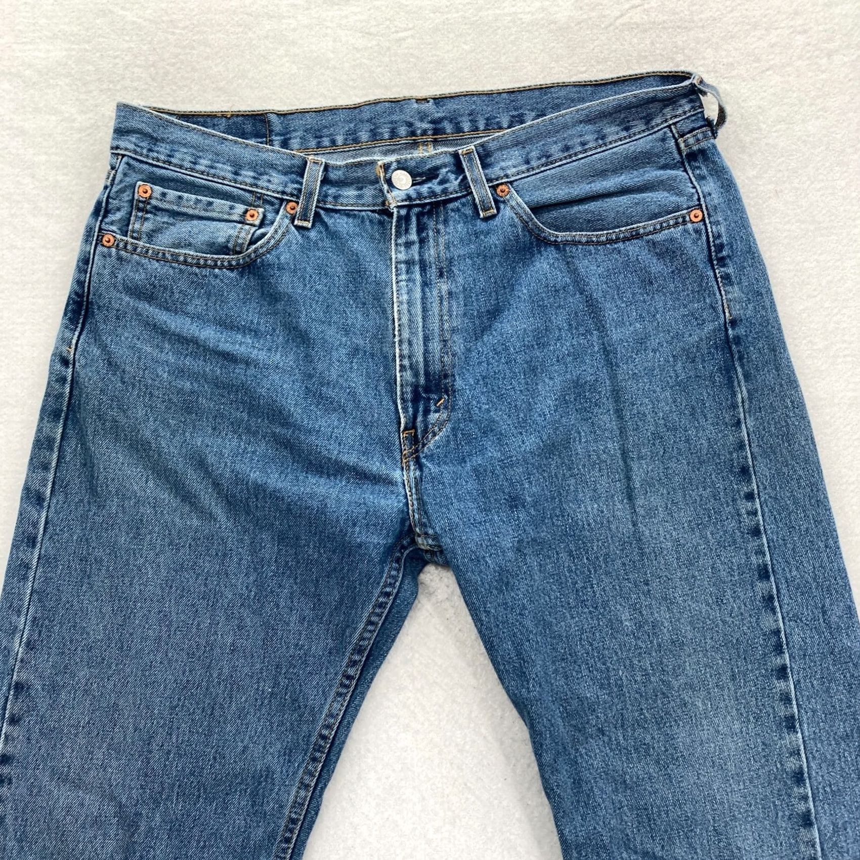 Levi's Levi's 505 Mens Jeans 36x32 Blue Medium Wash Denim Straight Leg Mid Rise Red Tab Size US 36 / EU 52 - 2 Thumbnail