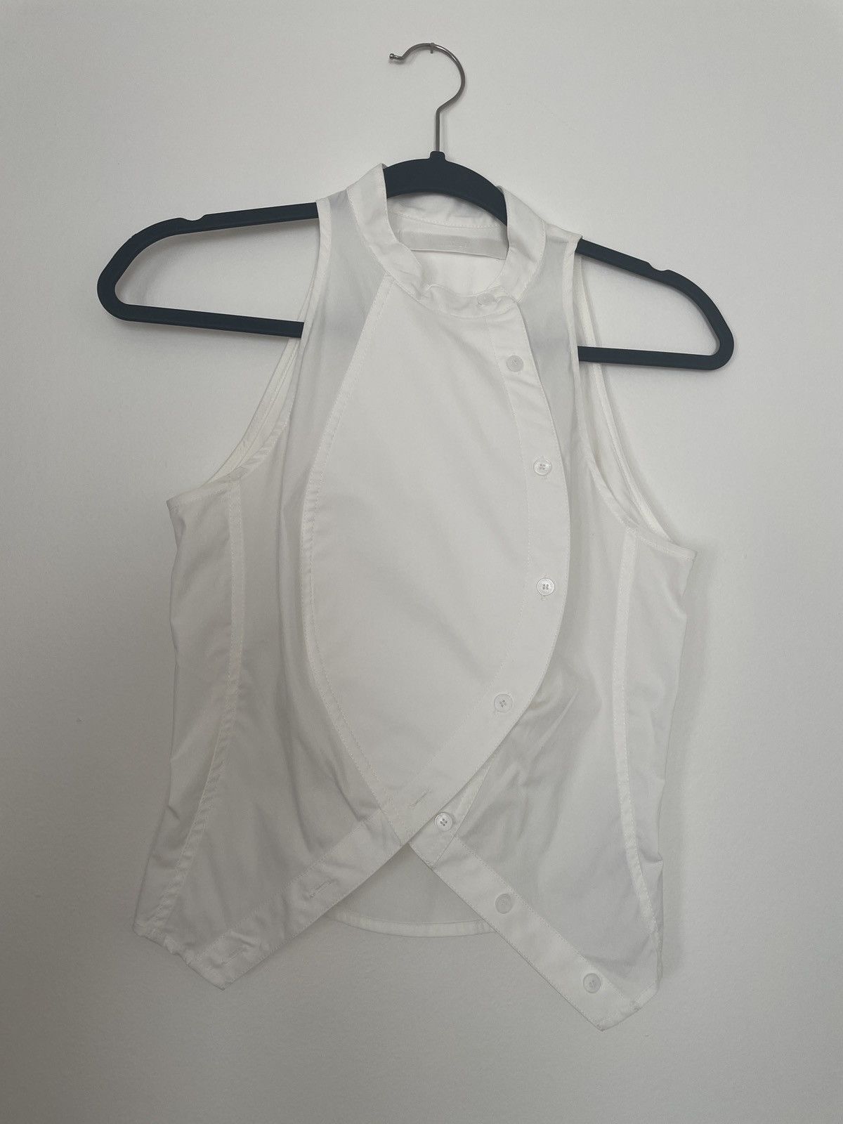 image of Dion Lee White Sleeveless Asymmetrical Blouse, Women's (Size XS)