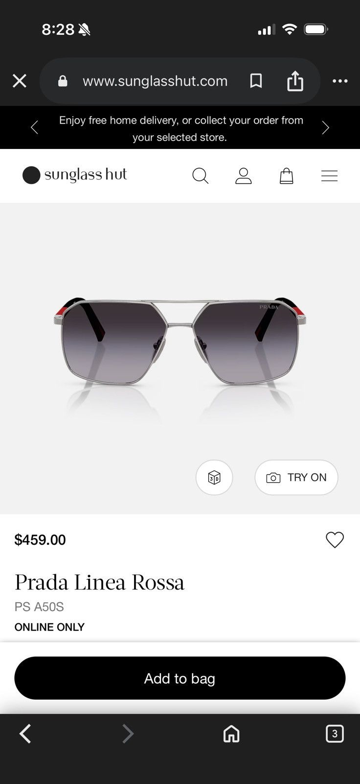 Prada Prada Linea Rossa PS A50S Silver / Grey Size ONE SIZE - 8 Thumbnail