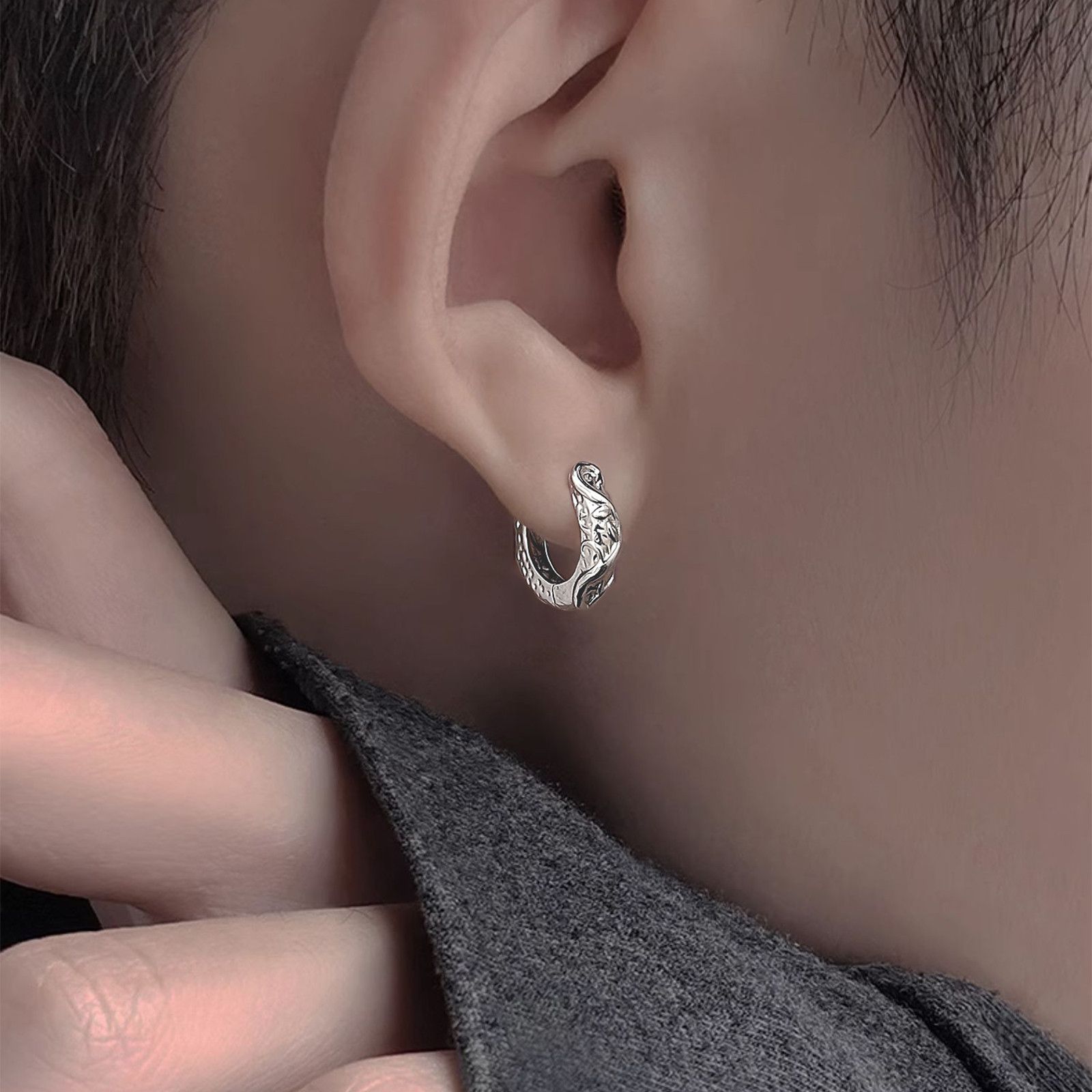 Jewelry × Sterling Silver One pairs Earrings Gothic Punk Chrome Jewelry Spike Size ONE SIZE - 4 Thumbnail