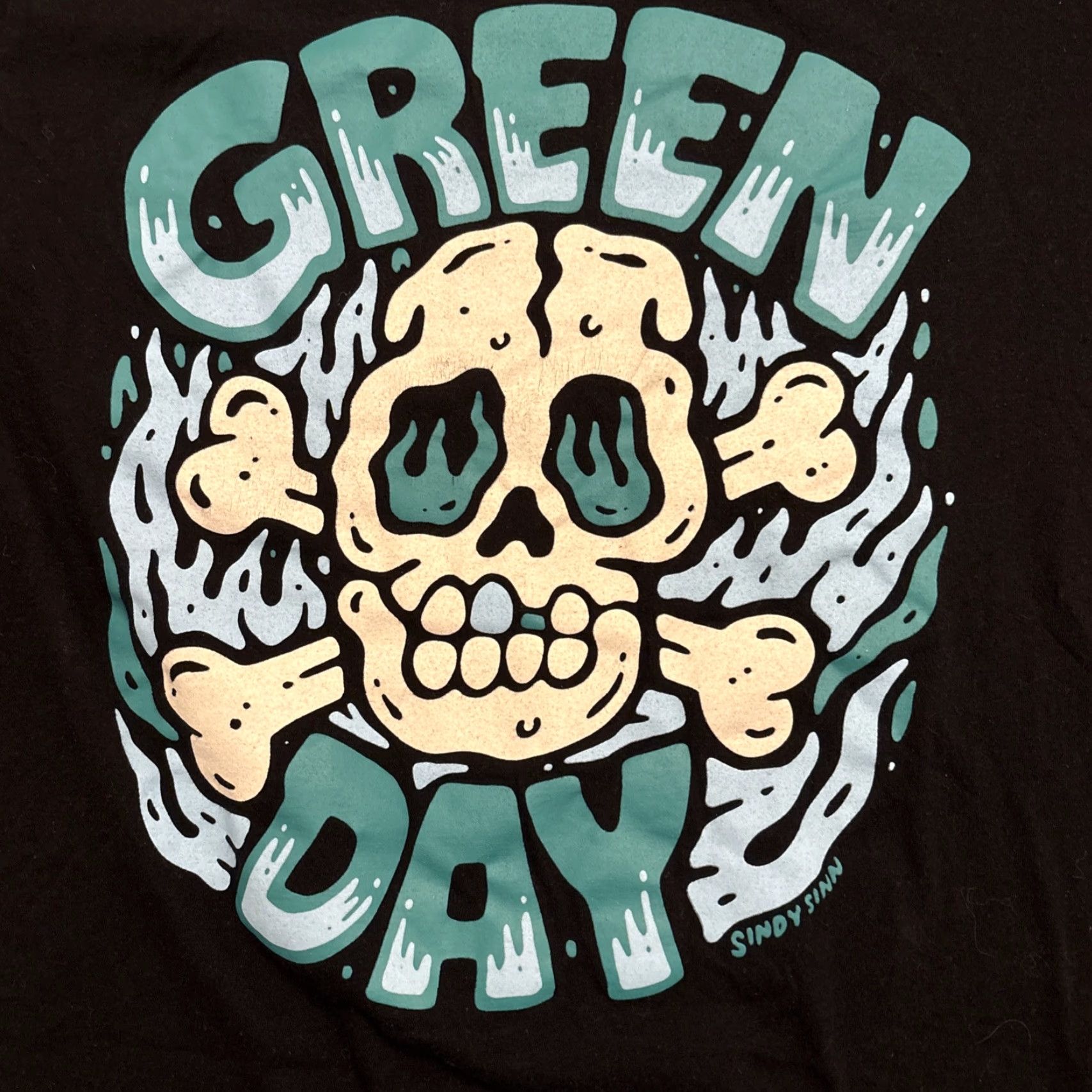 Tultex VINTAGE Green Day T-Shirt Mens M Regular Cotton Black Skull Cross Bones Punk 90s Band Size US M / EU 48-50 / 2 - 2 Thumbnail