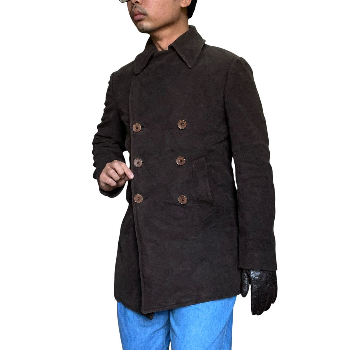 Armani Collezioni 🇮🇹 ARMANI COLLEZIONI ITALY ARCHIVE DOUBLE BREASTED SUEDE COAT Size US M / EU 48-50 / 2 - 2 Thumbnail