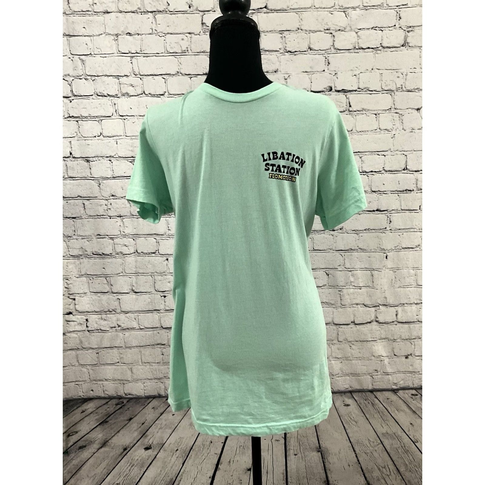 Vintage Flomotion Libation Station T-Shirt Men M Green Short Sleeve Regular Fit Solid Tee Size US M / EU 48-50 / 2 - 4 Thumbnail
