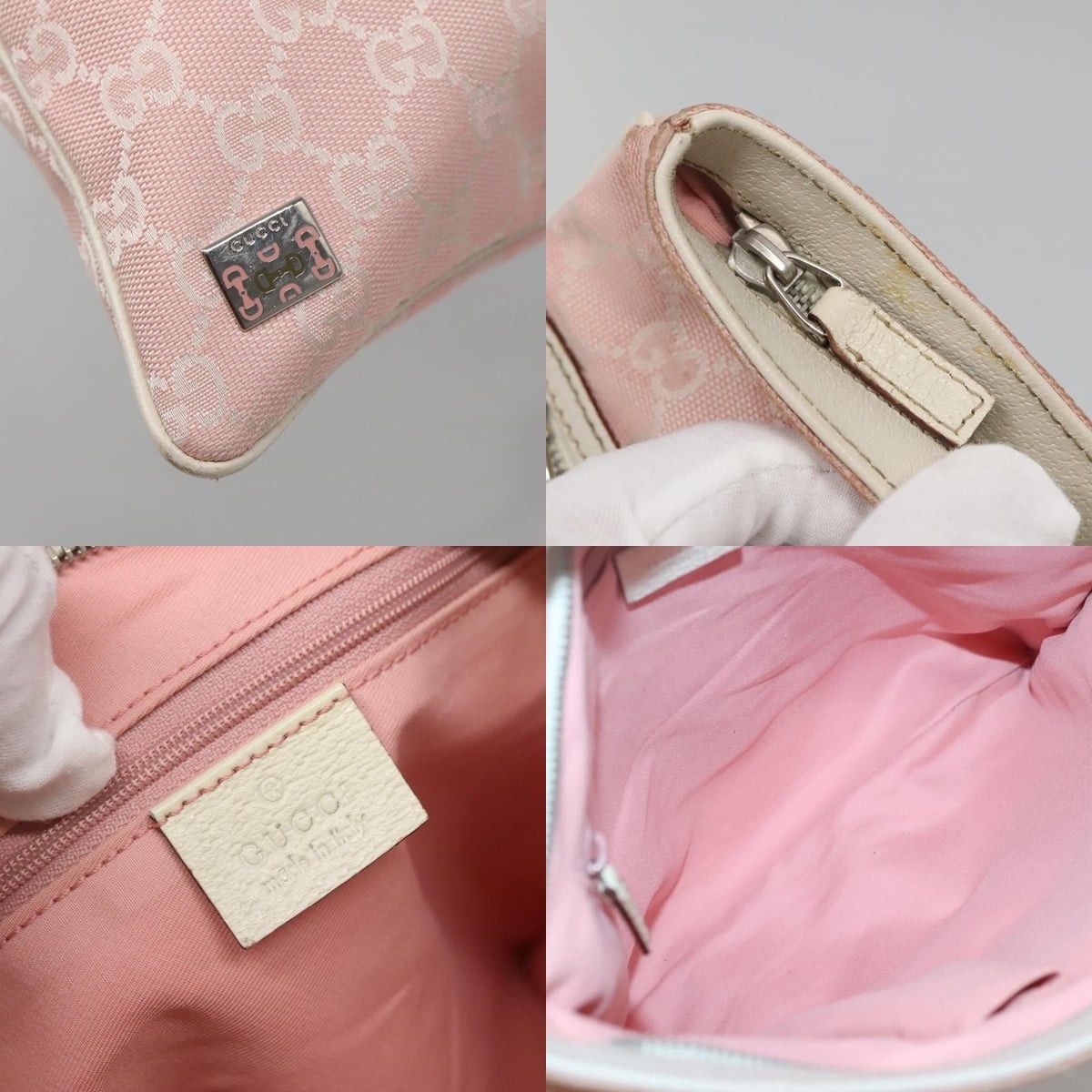 Gucci GUCCI GG Canvas Sherry Line Tote Bag Pink Silver Size ONE SIZE - 11 Thumbnail