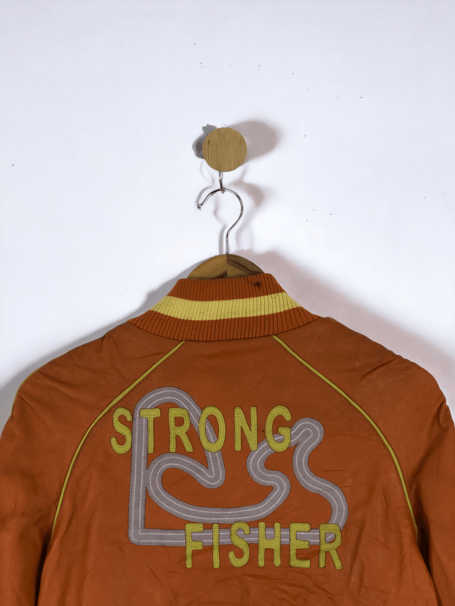 Japanese Brand Vintage Strong Fisher Zipper Up Leather Jacket JA0026 Size US L / EU 52-54 / 3 - 4 Thumbnail