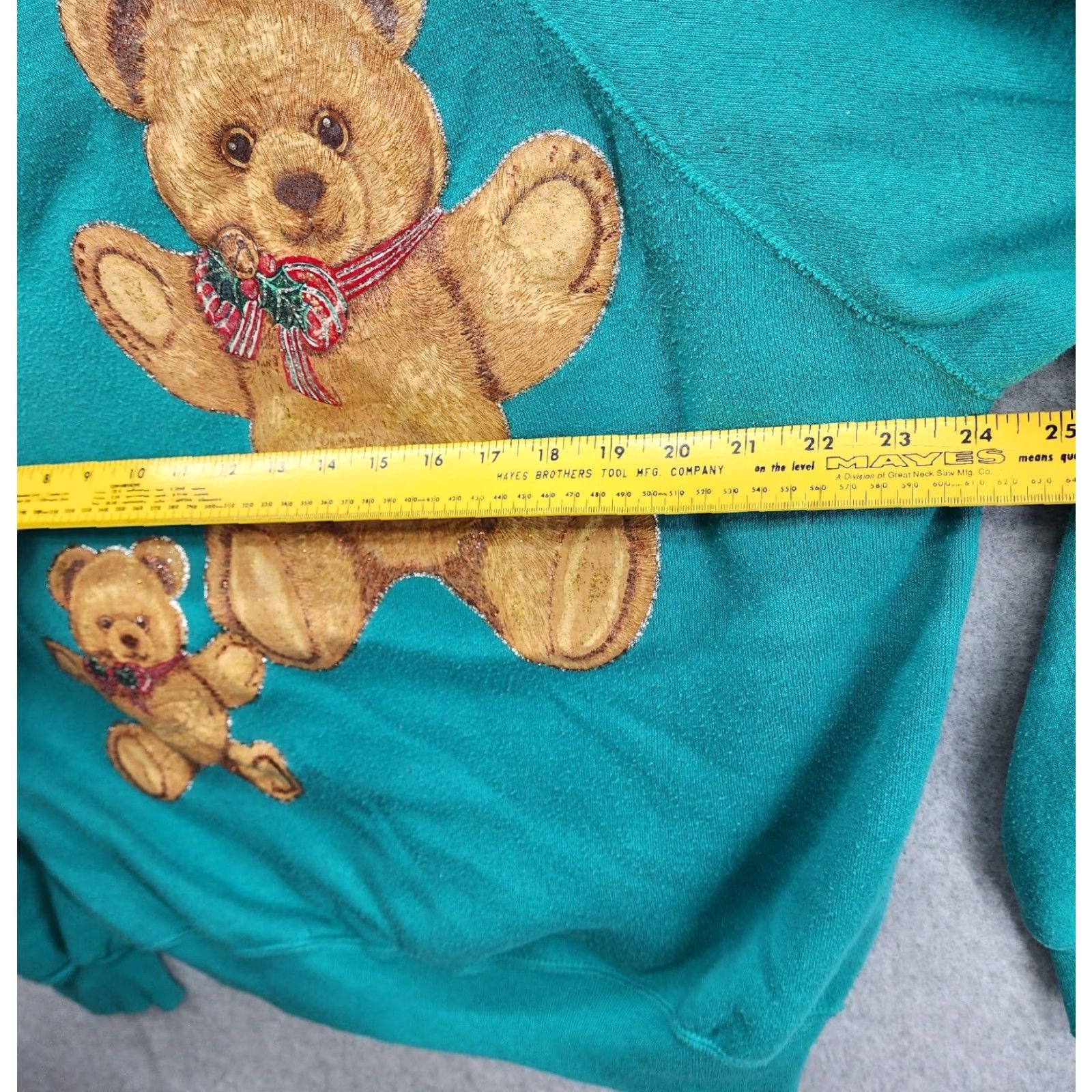 Tultex Tultex Womens XL Turquoise Christmas Teddy Bears Sweatshirt Made In USA Pullover Winter Size XL / US 12-14 / IT 48-50 - 5 Thumbnail