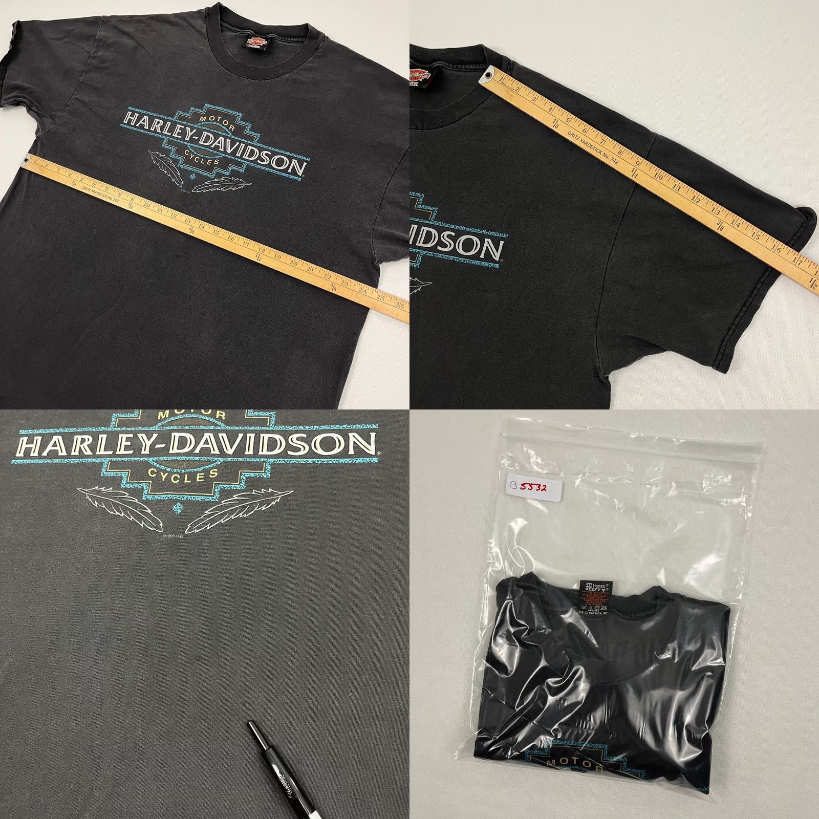 Harley Davidson VINTAGE Harley-Davidson Shirt Mens 2XL Gray 90s USA Made Logo Graphic Print T-Shirt Size US XXL / EU 58 / 5 - 8 Thumbnail