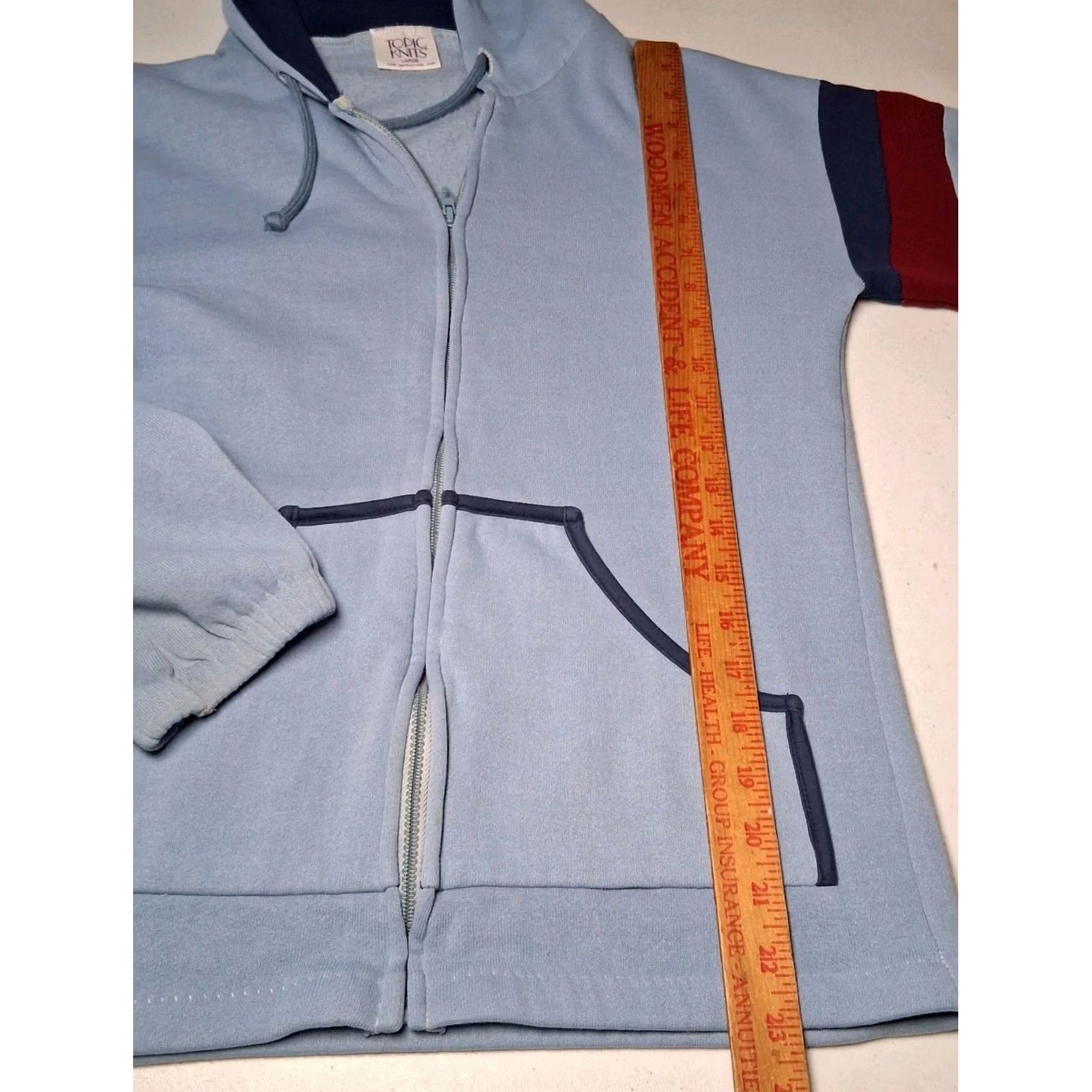 Vintage VINTAGE Topic Knits Hooded Sweatshirt Women L Blue Retro Sport Hoodie Knit Full Zip Pockets Made in USA Mens? Women? Size L / US 10 / IT 46 - 4 Thumbnail