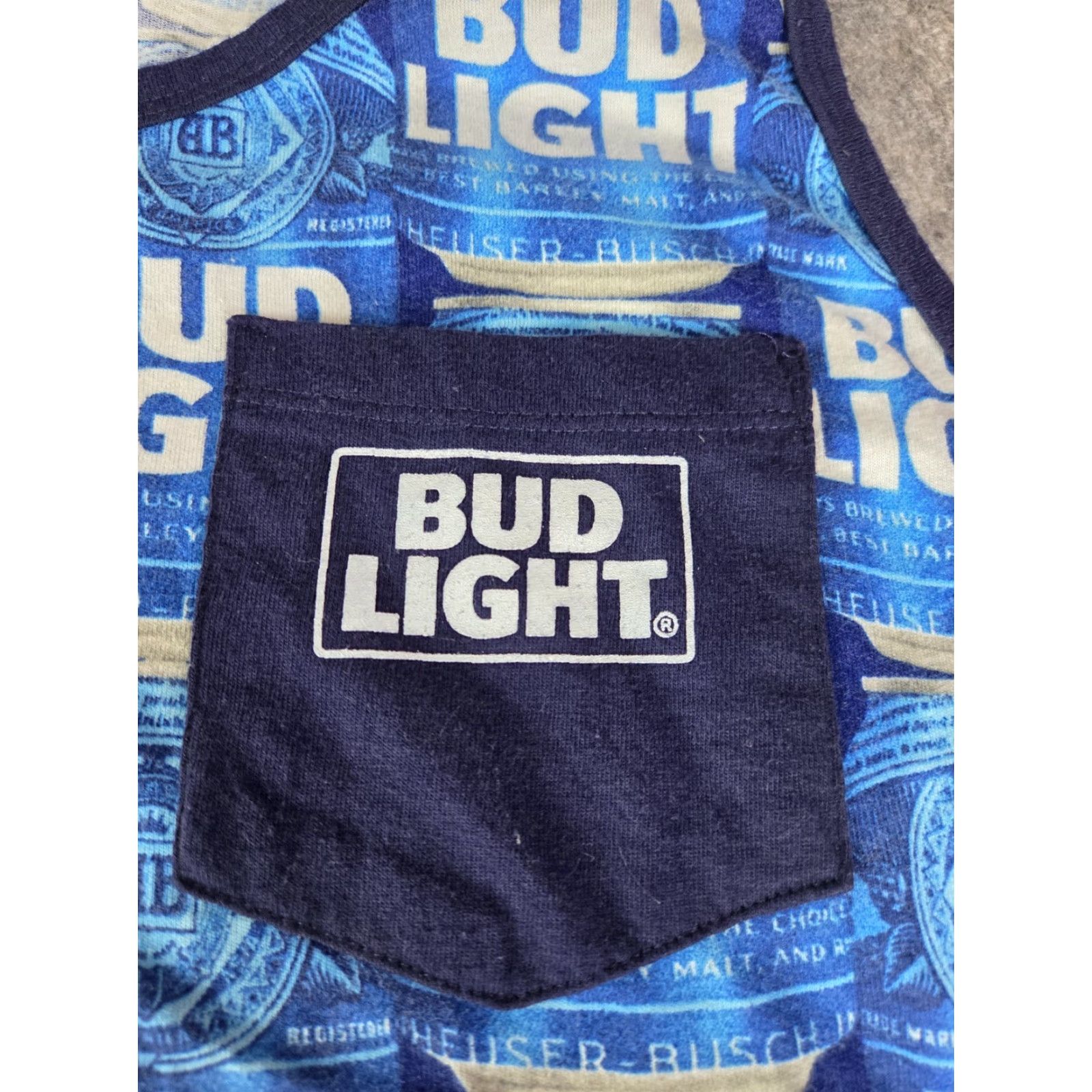 Vintage Bud Light Tank Top Mens 2XL Blue White AOP Graphic Shirt Size US XXL / EU 58 / 5 - 2 Thumbnail