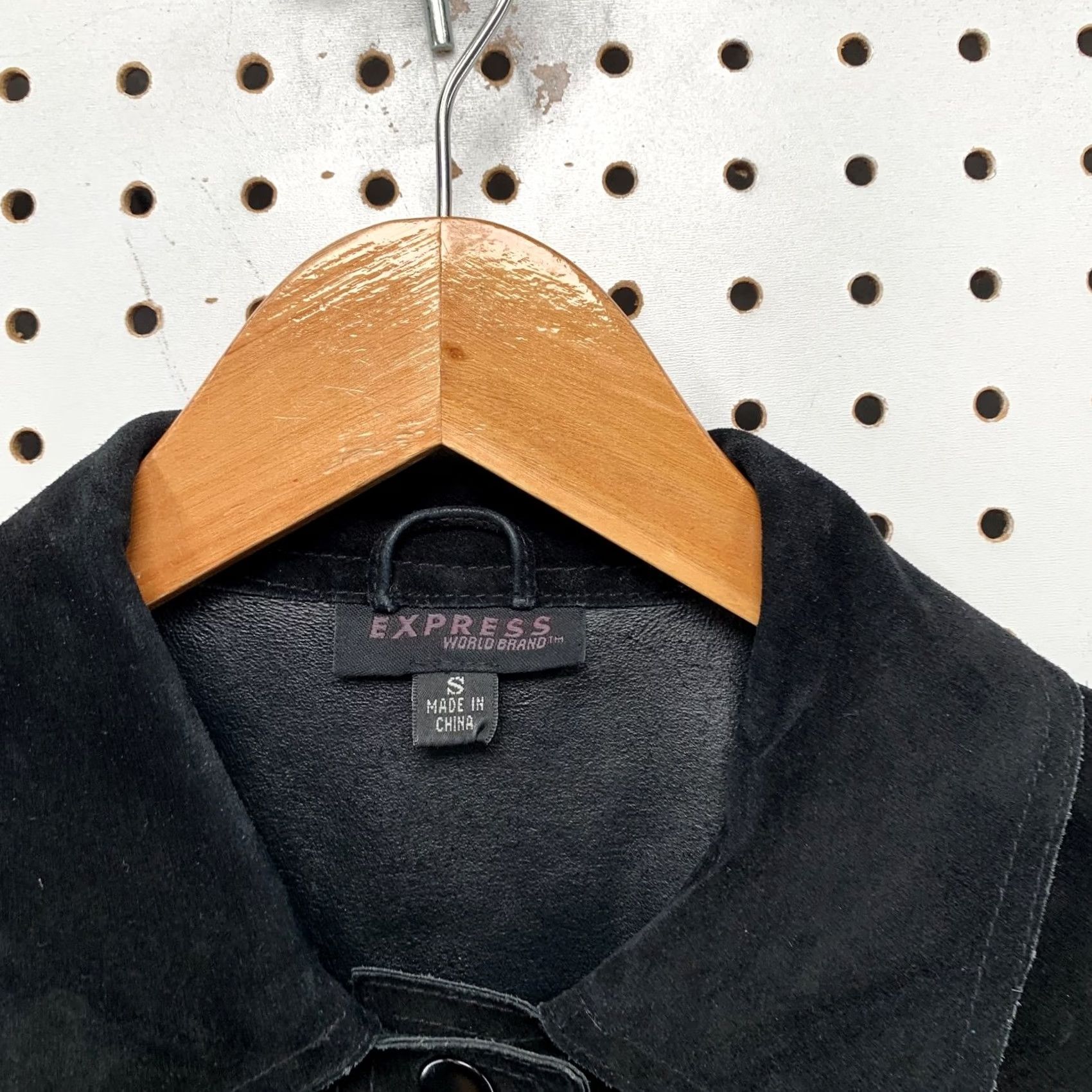 Express VINTAGE Express Suede Safari Field Jacket Womens XS/S Black Belted Utility Size S / US 4 / IT 40 - 3 Thumbnail