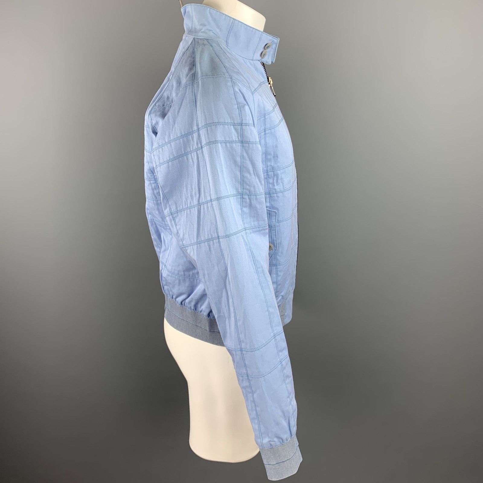 Calvin Klein Size 38 Light Blue Stitched Cotton / Acrylic Zip Up Jacket Size US M / EU 48-50 / 2 - 3 Thumbnail