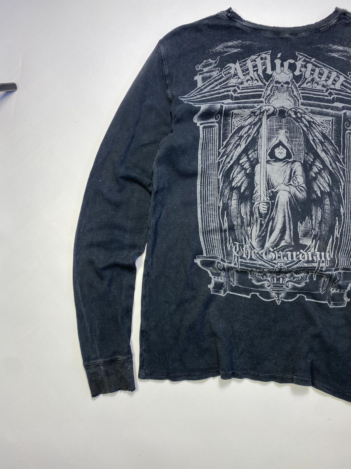Affliction × Vintage CRAZY Y2K AFFLICTION LONG SLEEVE THERMAL SKULLS GOTH OPIUM Size US XL / EU 56 / 4 - 2 Thumbnail