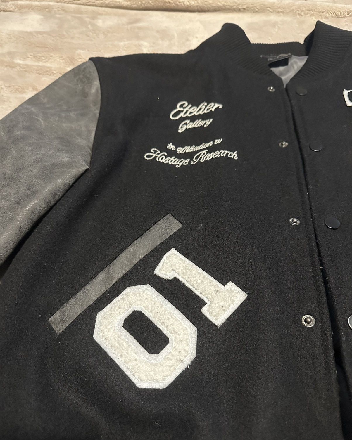 Etelier Gallery Etelier Gallery x Hostage Oil Stained Letterman Jacket Size US L / EU 52-54 / 3 - 4 Thumbnail