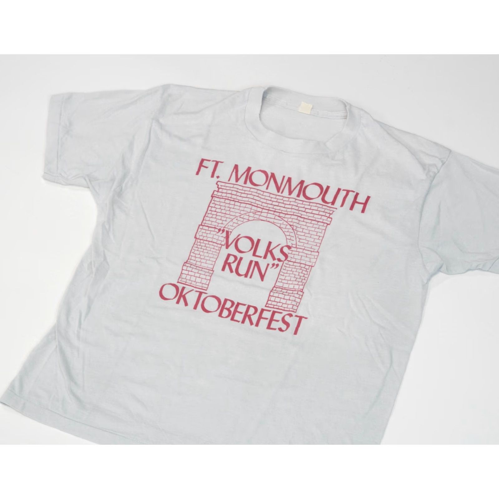 Vintage VINTAGE Oktoberfest 80s Single Stitch T-Shirt Mens Large Gray Cotton Screen Stars Ft Monmouth Volks Run Shirt Size US L / EU 52-54 / 3 - 2 Thumbnail