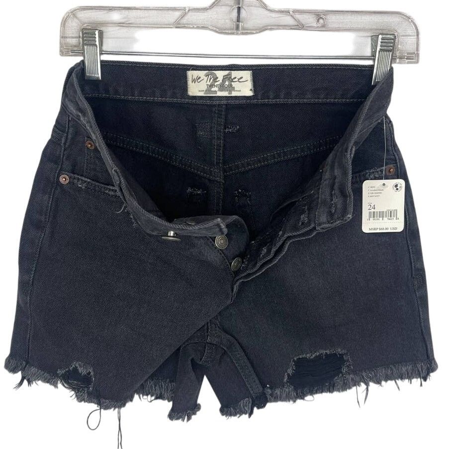 Free People Free People Makai Washed Black Cut Off Shorts Women's Sz 24 Size 24" / US 00 / IT 34 - 5 Thumbnail