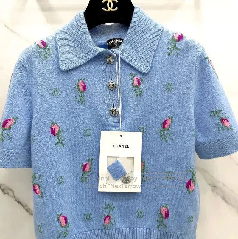 Chanel Chanel Blue Cashmere Short Sleeve T-Shirt . Size S / US 4 / IT 40 - 3 Thumbnail