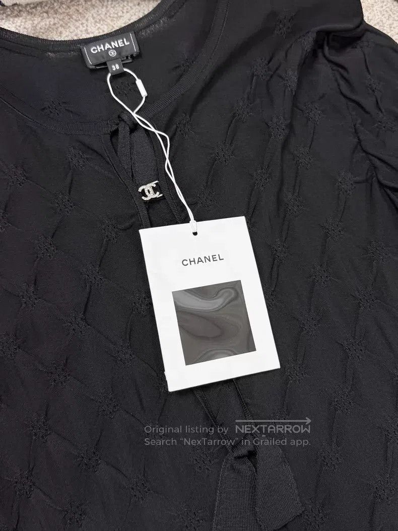 Chanel Chanel Long-sleeved dress with diamond checkered lace-up b Size XS / US 0-2 / IT 36-38 - 4 Thumbnail