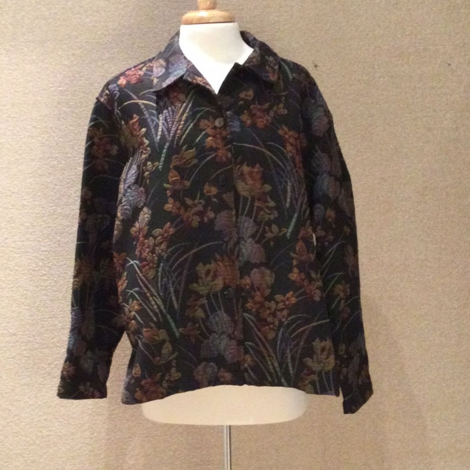 Chicos Chico's floral print, button front Long Sleeve jacket/Blazer Size XL / US 12-14 / IT 48-50 - 2 Thumbnail